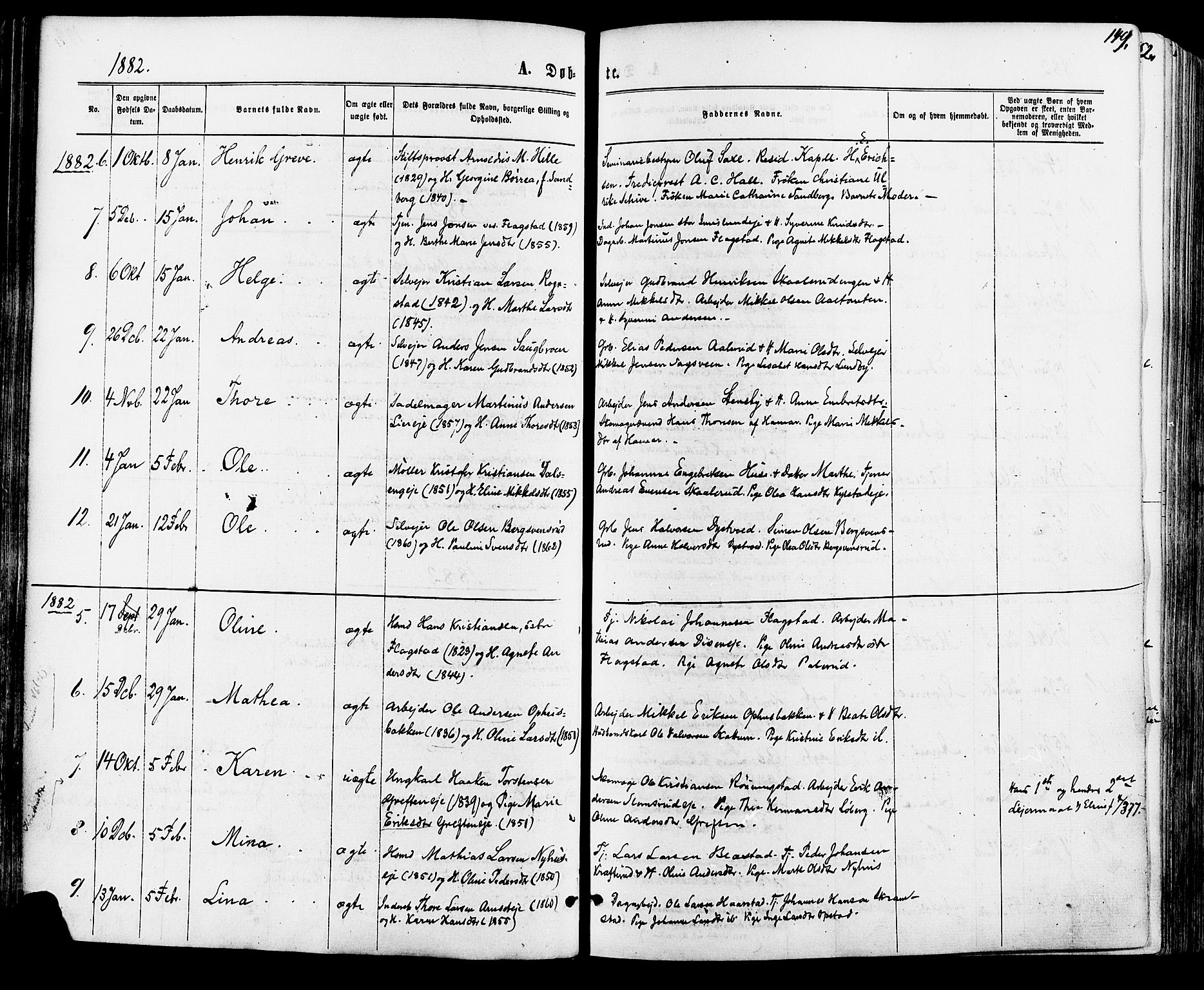 Vang prestekontor, Hedmark, SAH/PREST-008/H/Ha/Haa/L0015: Parish register (official) no. 15, 1871-1885, p. 149