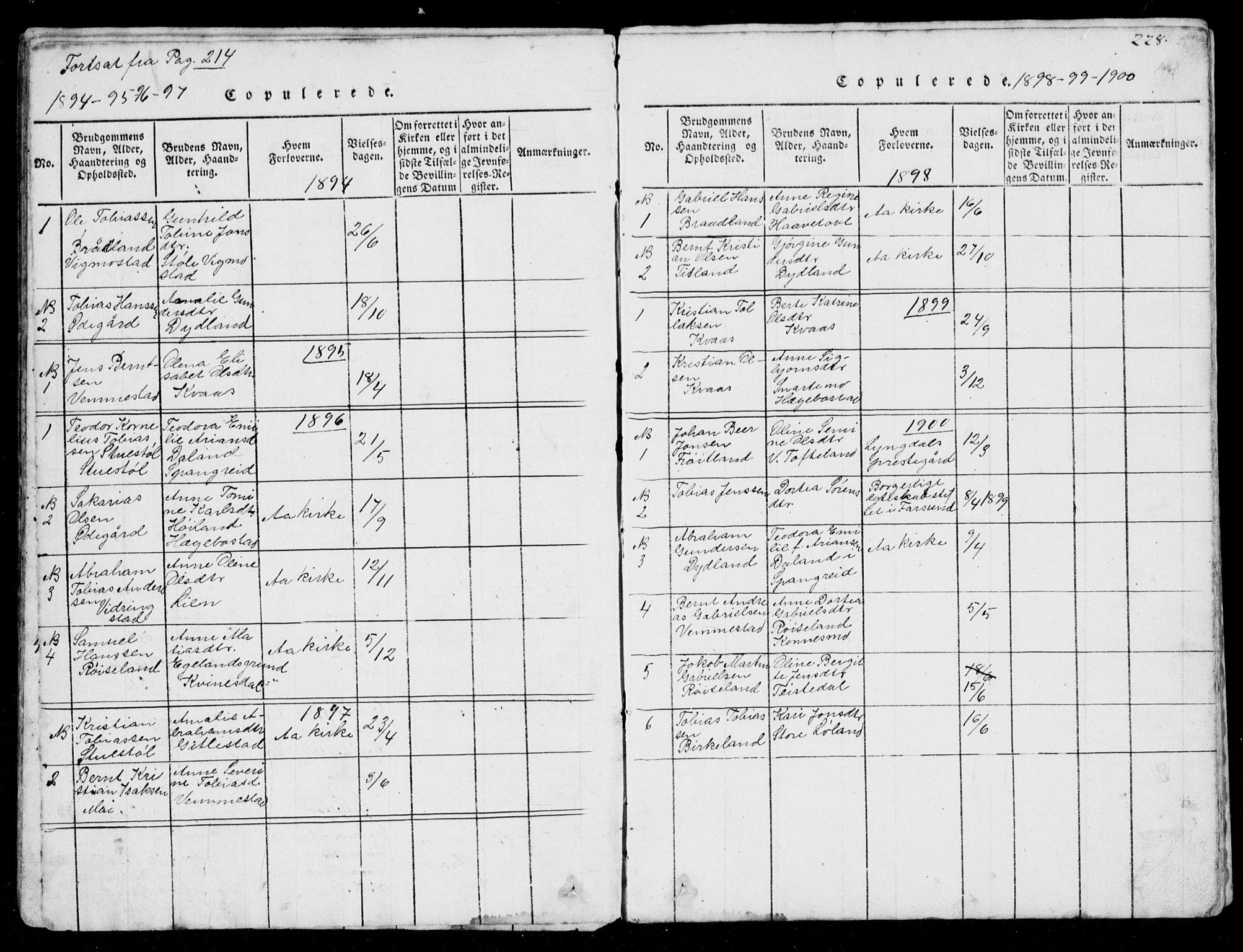 Lyngdal sokneprestkontor, AV/SAK-1111-0029/F/Fb/Fbb/L0001: Parish register (copy) no. B 1, 1816-1900, p. 228