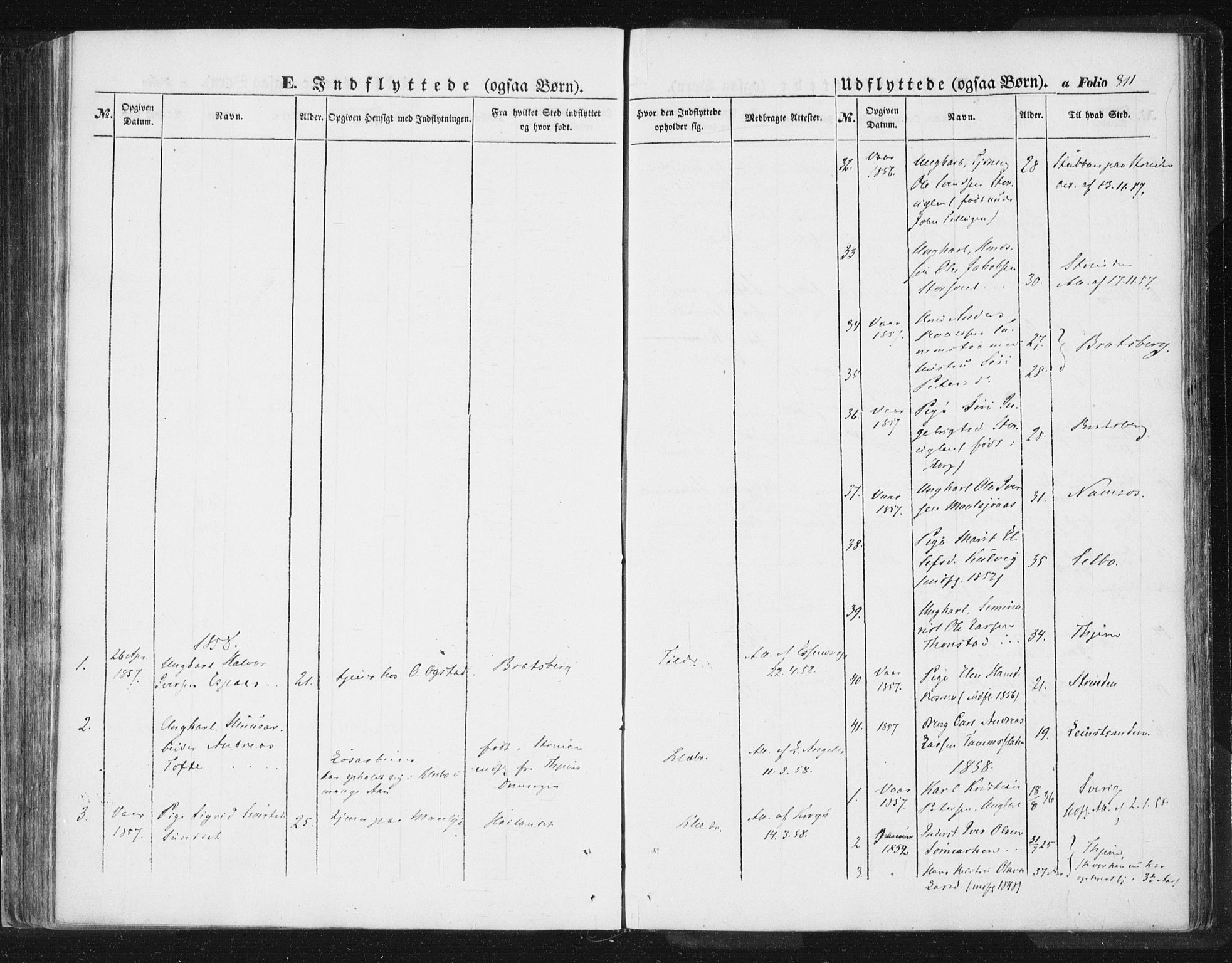 Ministerialprotokoller, klokkerbøker og fødselsregistre - Sør-Trøndelag, SAT/A-1456/618/L0441: Parish register (official) no. 618A05, 1843-1862, p. 311