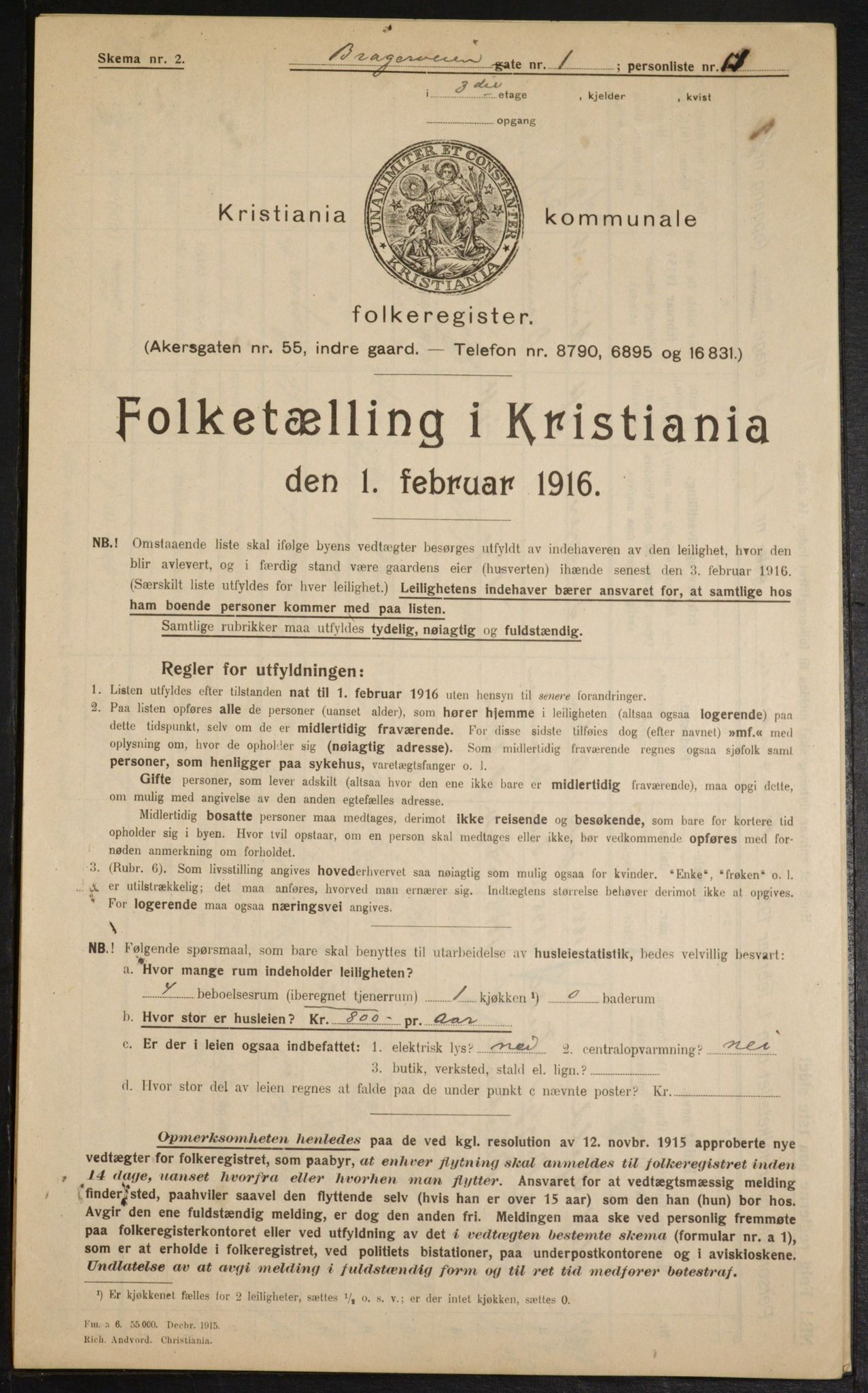 OBA, Municipal Census 1916 for Kristiania, 1916, p. 8123