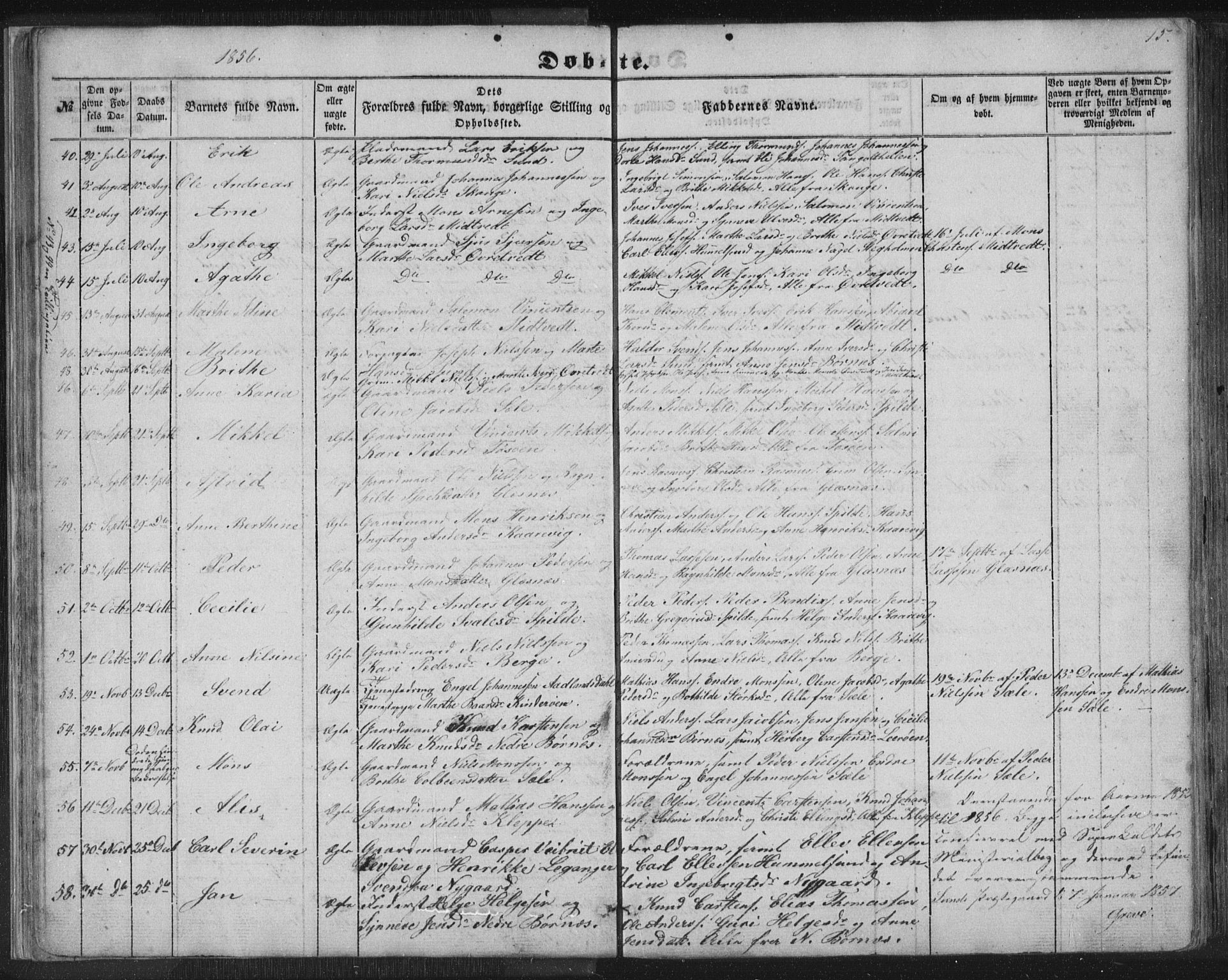 Sund sokneprestembete, AV/SAB-A-99930: Parish register (copy) no. B 1, 1852-1873, p. 15