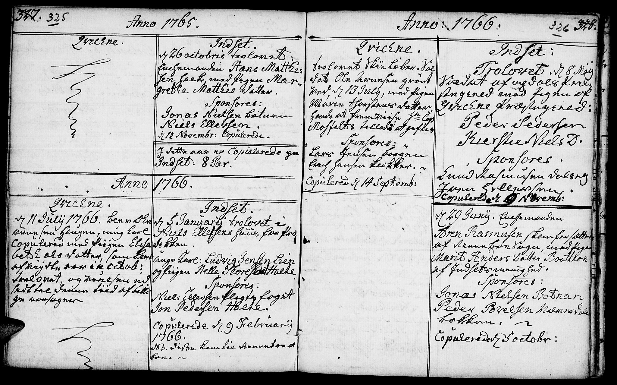 Kvikne prestekontor, SAH/PREST-064/H/Ha/Haa/L0002: Parish register (official) no. 2, 1764-1784, p. 325-326