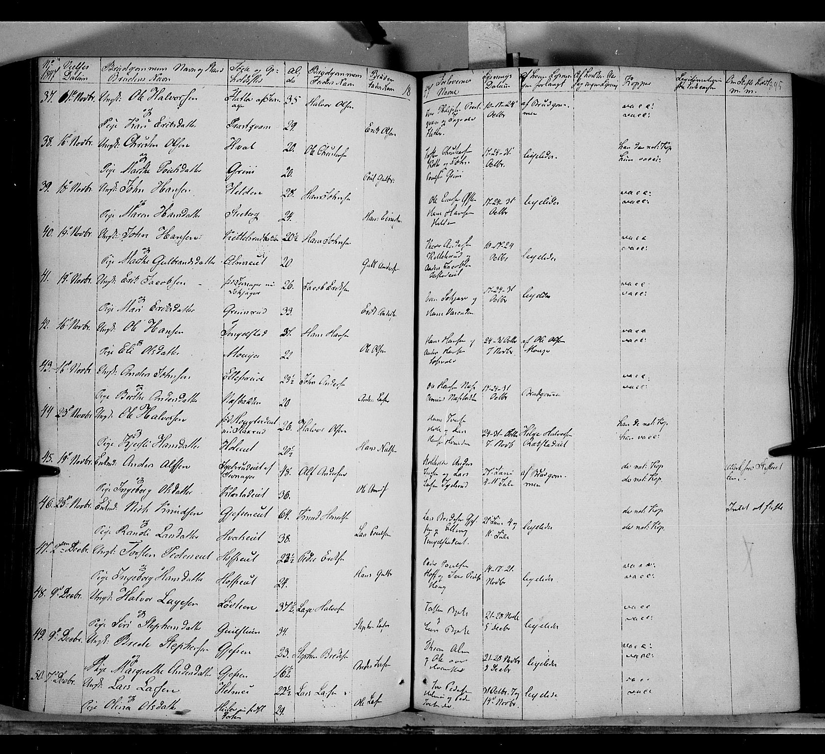 Gran prestekontor, AV/SAH-PREST-112/H/Ha/Haa/L0011: Parish register (official) no. 11, 1842-1856, p. 894-895