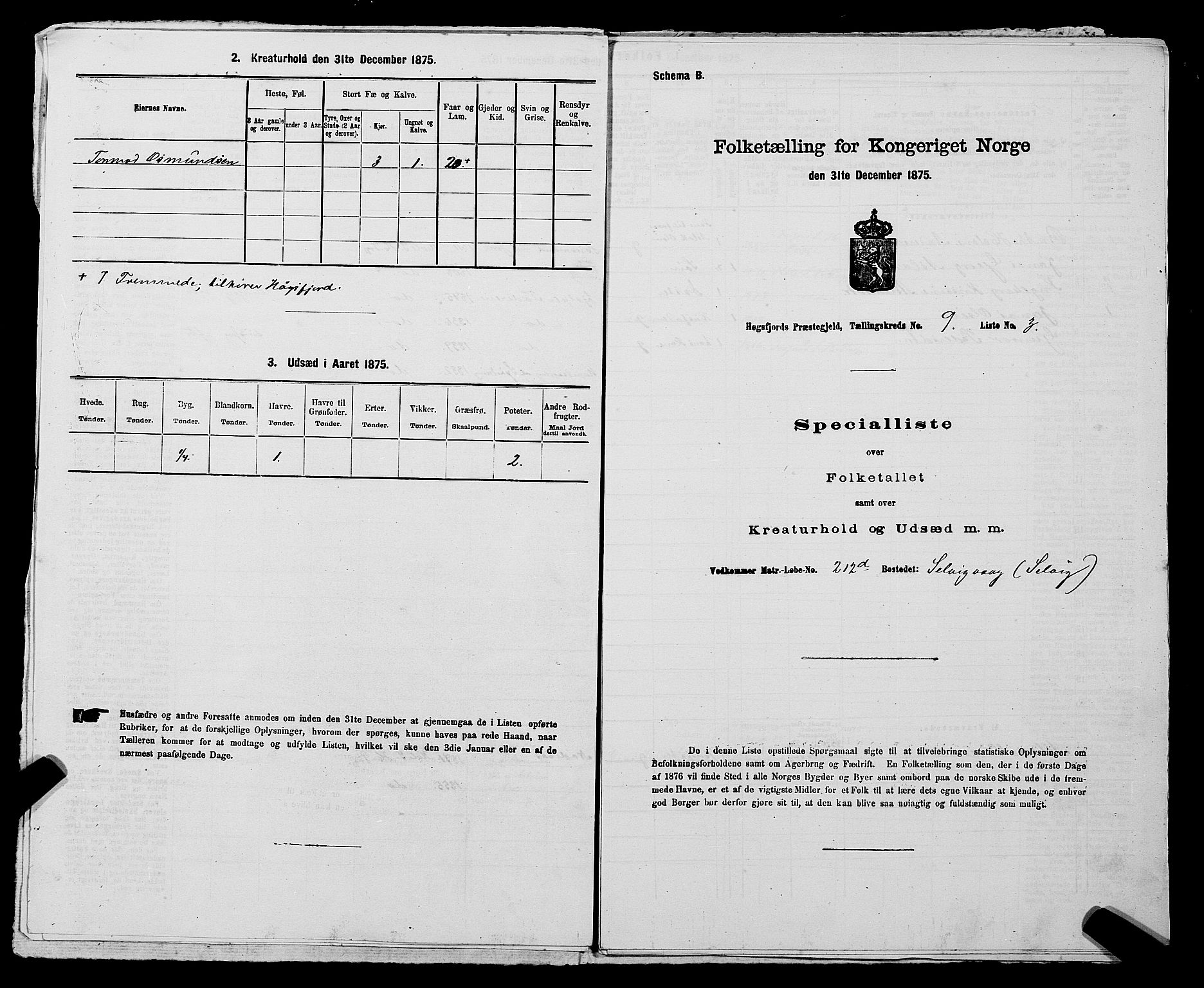 SAST, 1875 census for 1128P Høgsfjord, 1875, p. 747