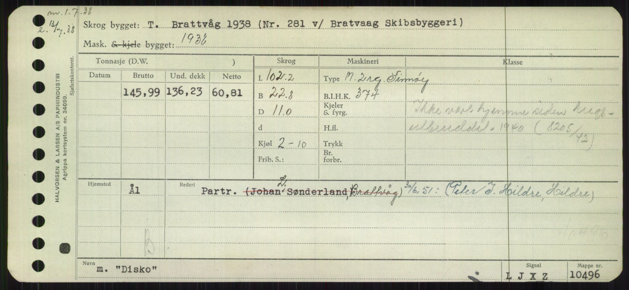 Sjøfartsdirektoratet med forløpere, Skipsmålingen, AV/RA-S-1627/H/Hb/L0001: Fartøy, A-D, p. 499