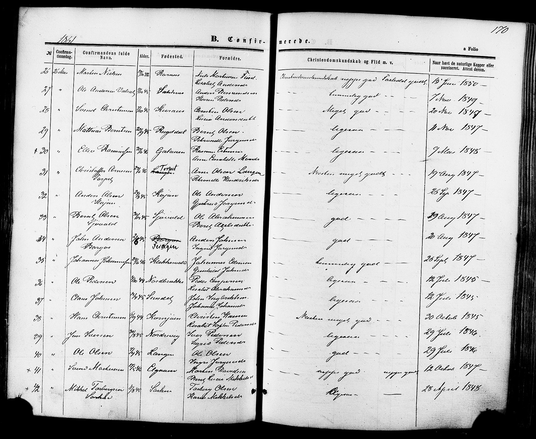 Ministerialprotokoller, klokkerbøker og fødselsregistre - Sør-Trøndelag, AV/SAT-A-1456/681/L0932: Parish register (official) no. 681A10, 1860-1878, p. 170