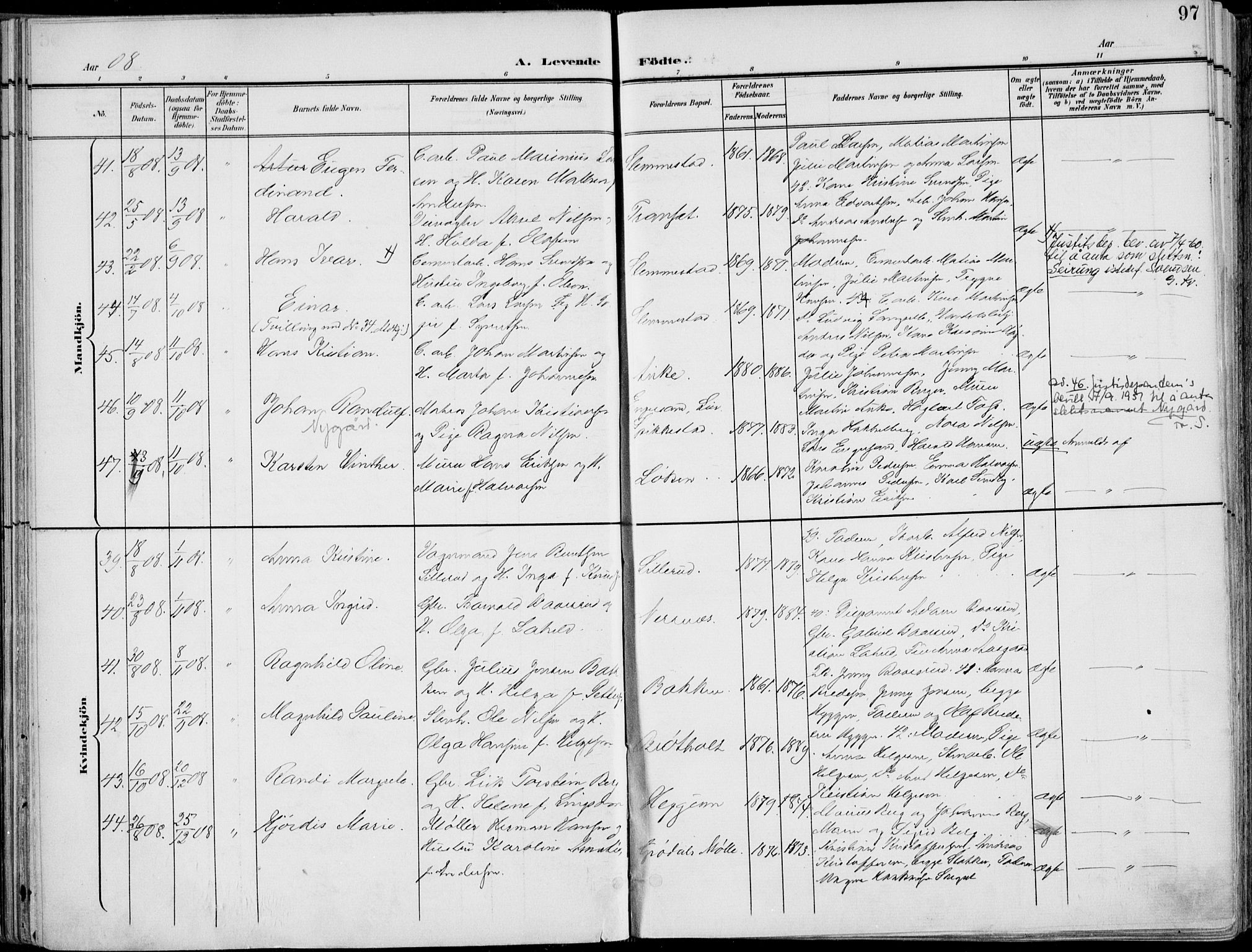 Røyken kirkebøker, AV/SAKO-A-241/F/Fa/L0009: Parish register (official) no. 9, 1898-1911, p. 97