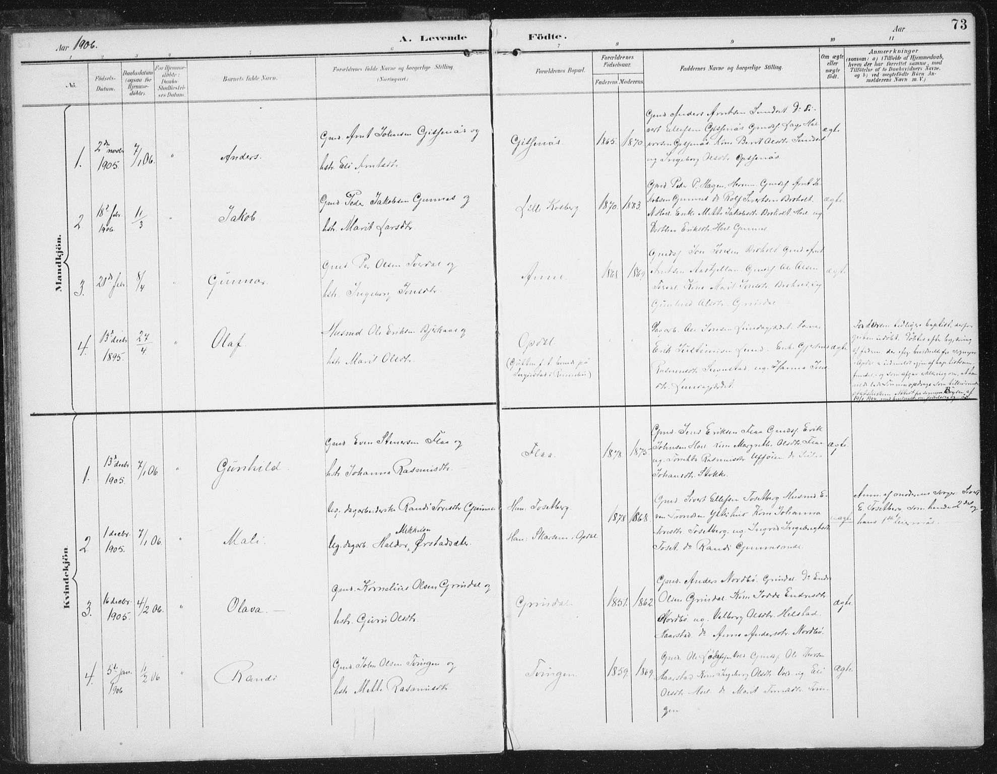 Ministerialprotokoller, klokkerbøker og fødselsregistre - Sør-Trøndelag, AV/SAT-A-1456/674/L0872: Parish register (official) no. 674A04, 1897-1907, p. 73