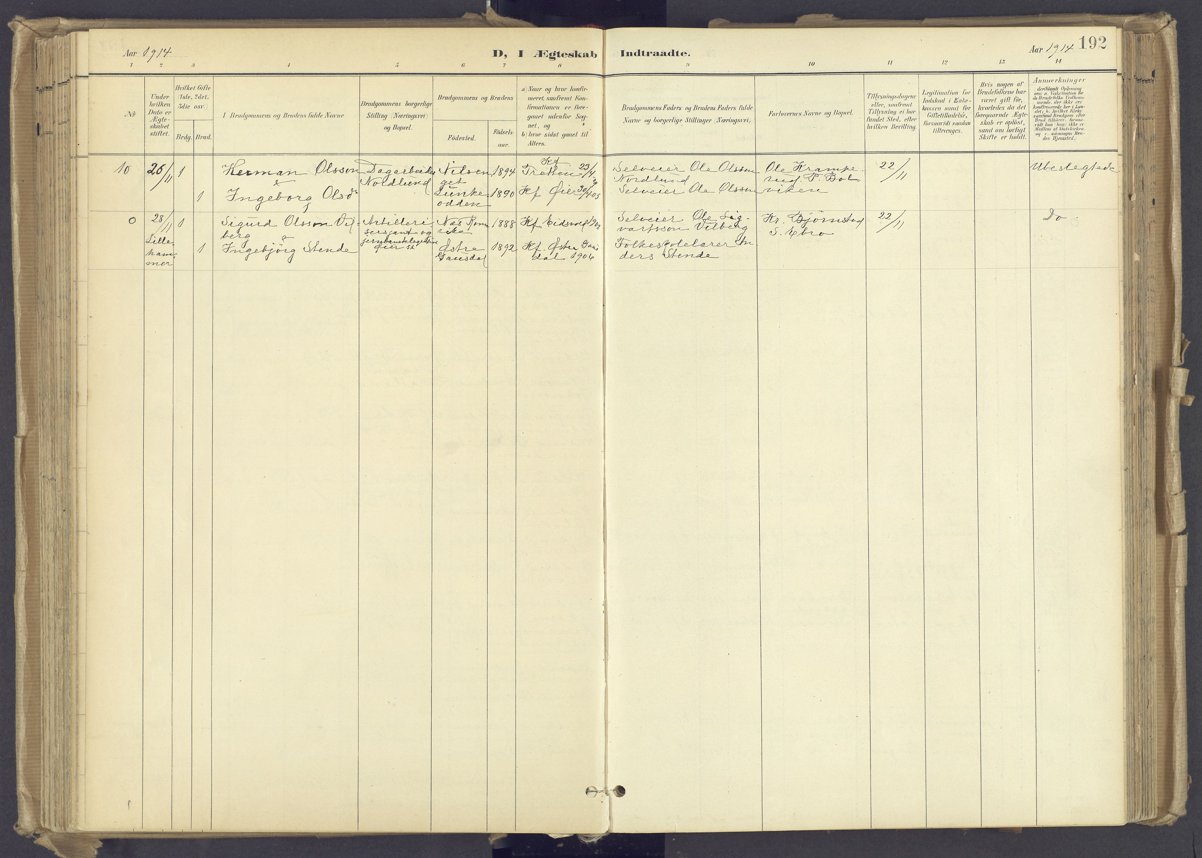 Øyer prestekontor, AV/SAH-PREST-084/H/Ha/Haa/L0012: Parish register (official) no. 12, 1897-1920, p. 192