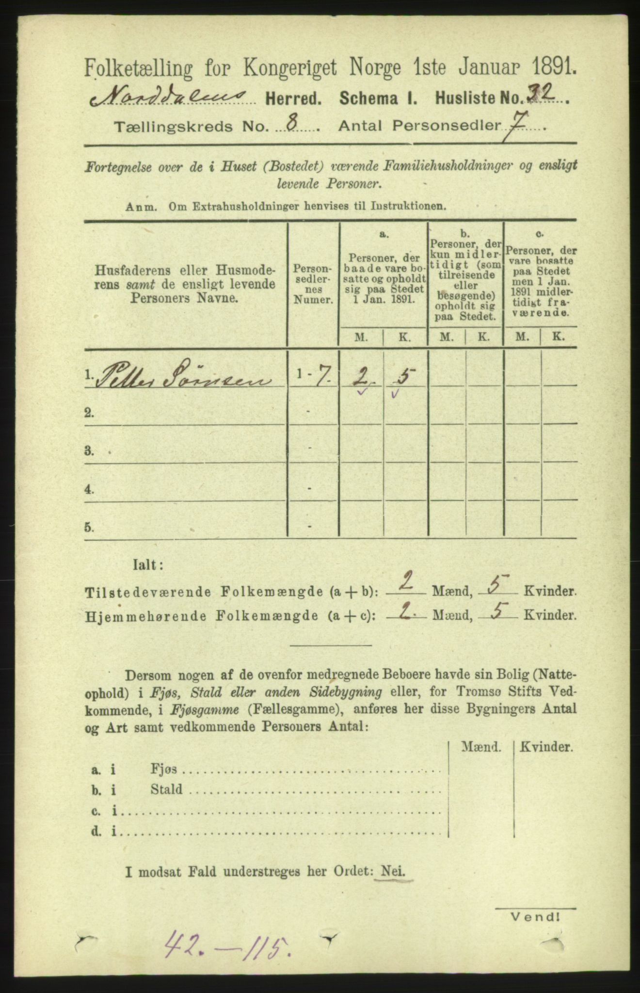 RA, 1891 census for 1524 Norddal, 1891, p. 1546