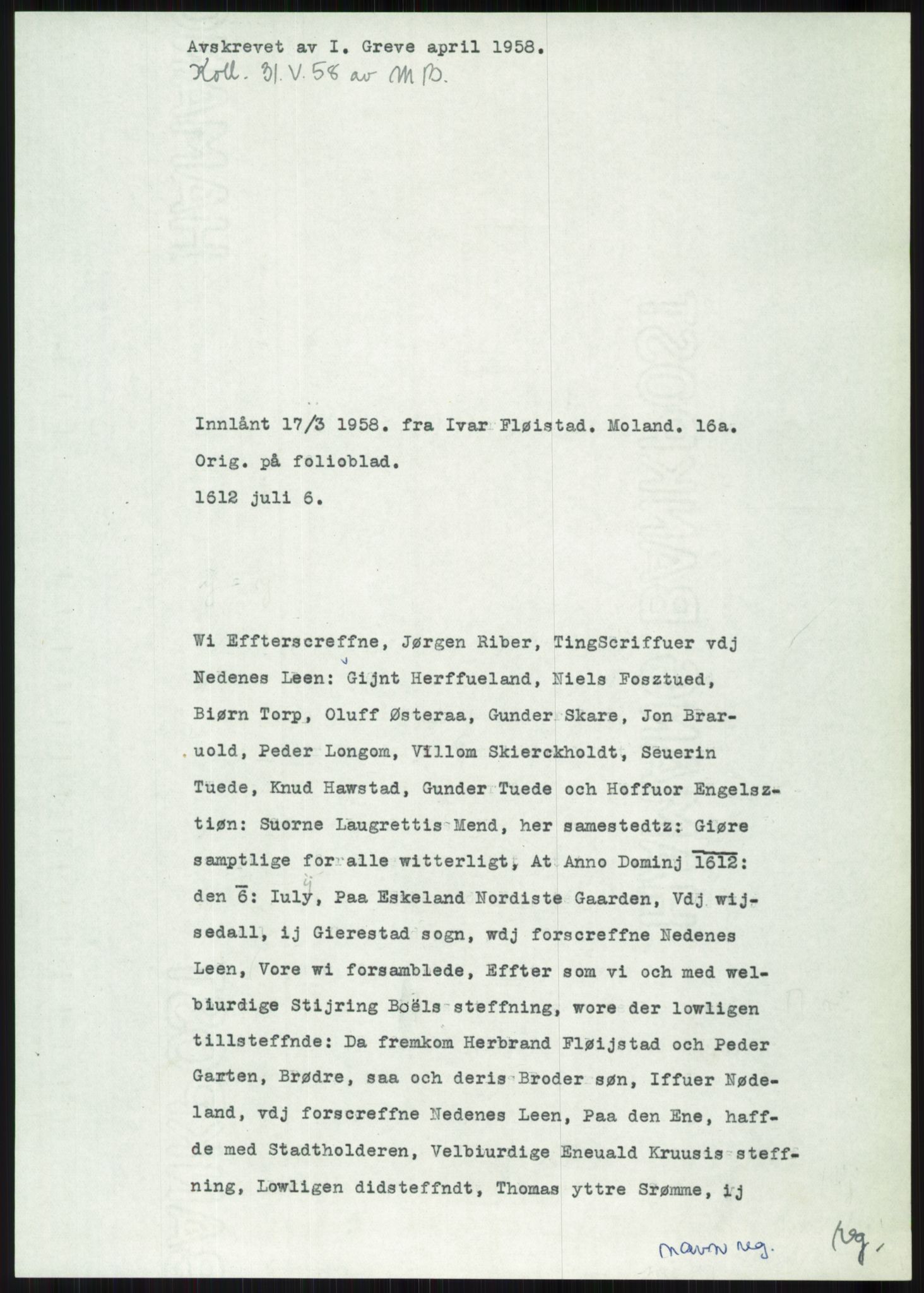 Samlinger til kildeutgivelse, Diplomavskriftsamlingen, AV/RA-EA-4053/H/Ha, p. 2054