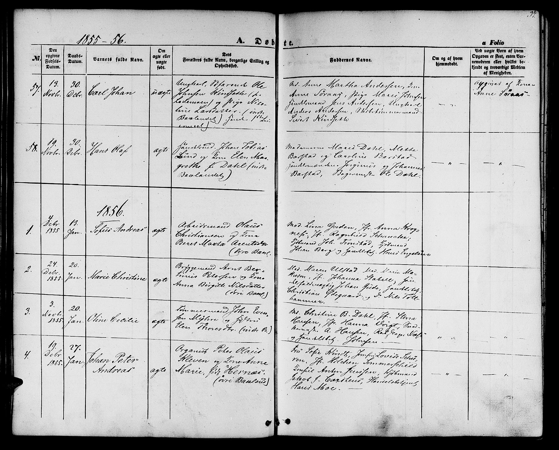 Ministerialprotokoller, klokkerbøker og fødselsregistre - Sør-Trøndelag, SAT/A-1456/604/L0184: Parish register (official) no. 604A05, 1851-1860, p. 34