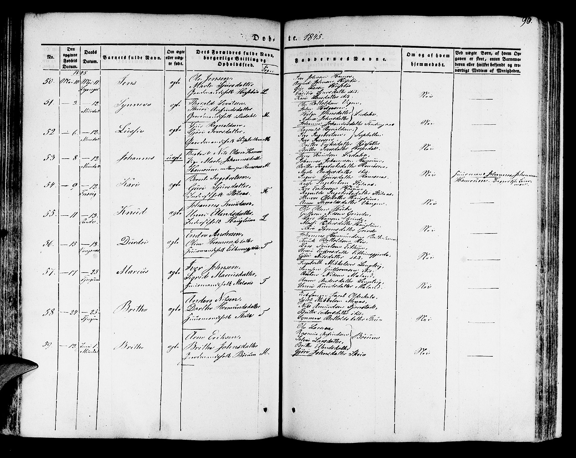 Leikanger sokneprestembete, AV/SAB-A-81001/H/Haa/Haaa/L0007: Parish register (official) no. A 7, 1838-1851, p. 90