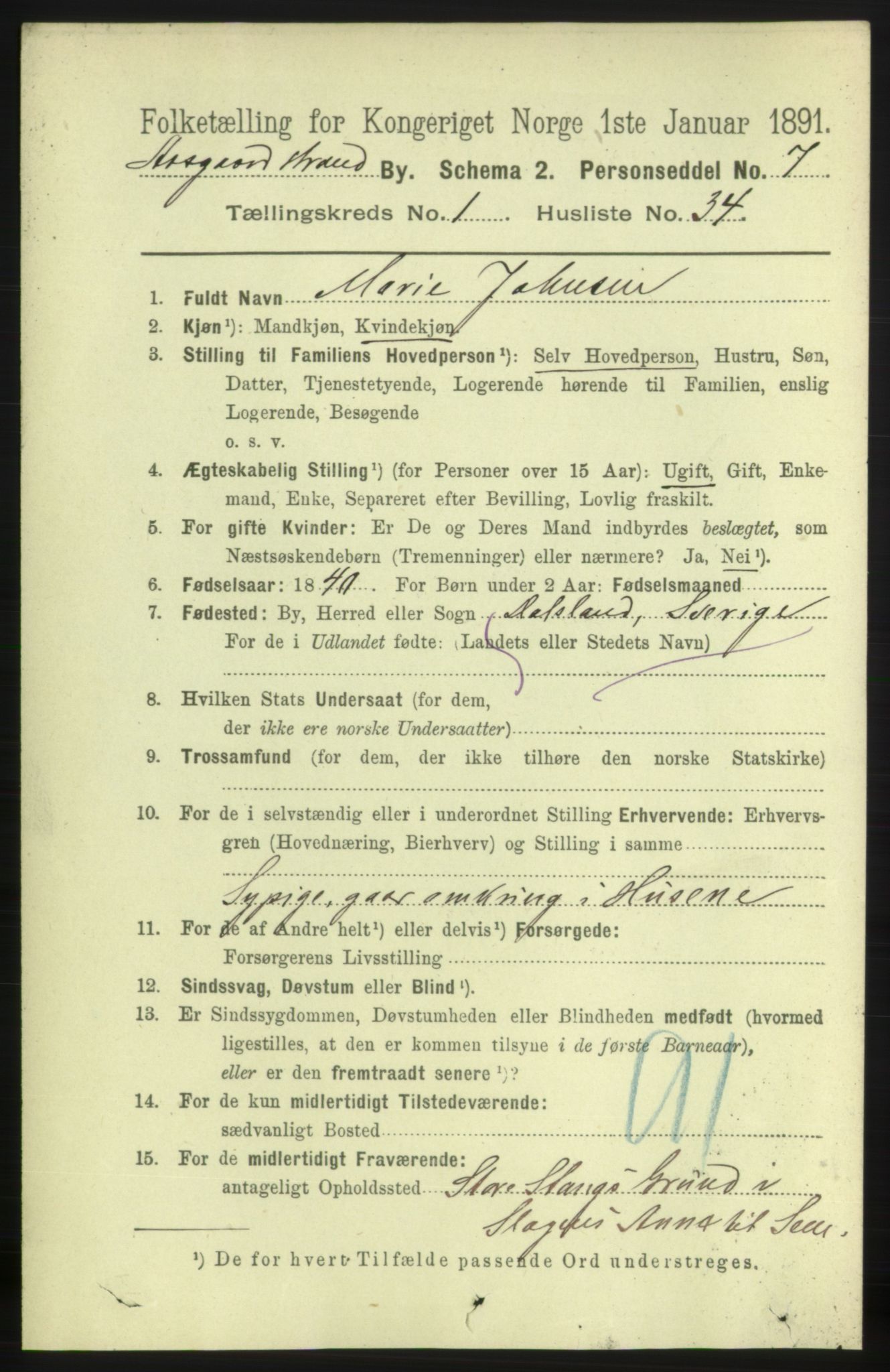 RA, 1891 census for 0704 Åsgårdstrand, 1891, p. 397