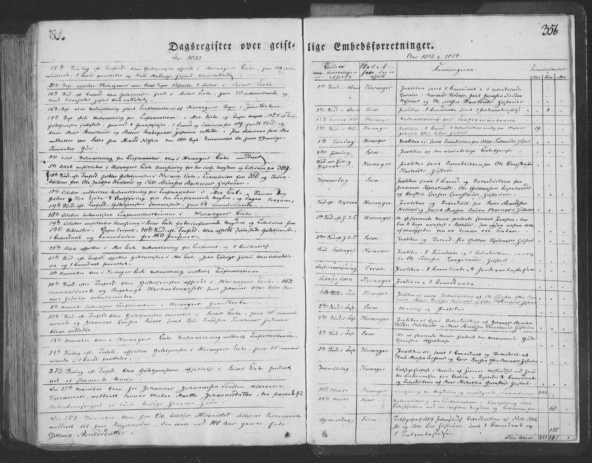 Hosanger sokneprestembete, AV/SAB-A-75801/H/Haa: Parish register (official) no. A 6, 1824-1835, p. 356