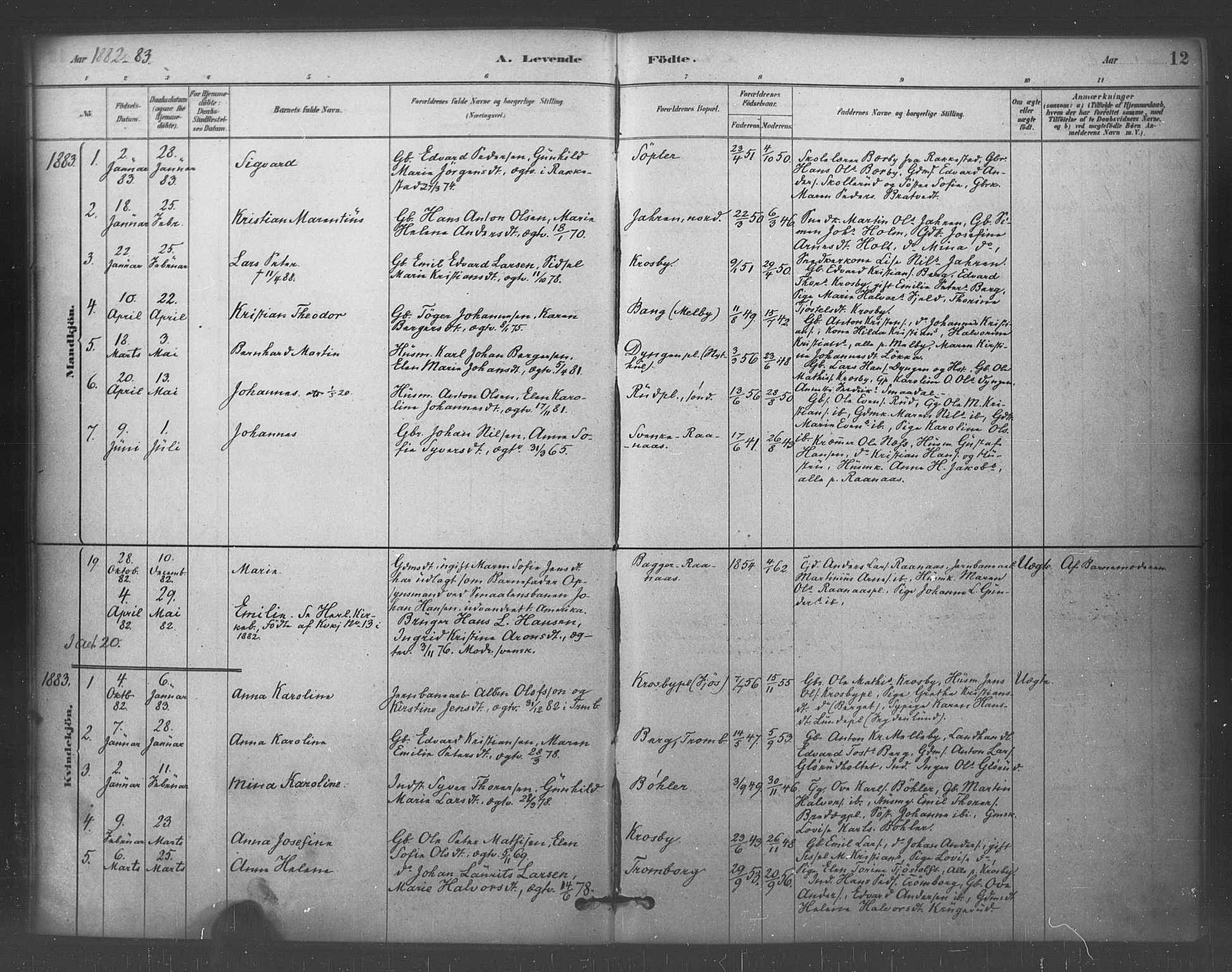 Eidsberg prestekontor Kirkebøker, AV/SAO-A-10905/F/Fc/L0001: Parish register (official) no. III 1, 1879-1905, p. 12