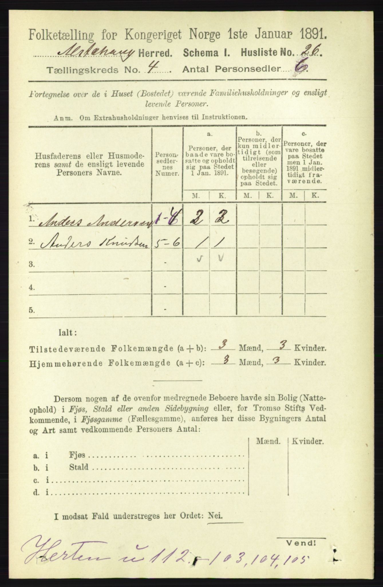 RA, 1891 census for 1820 Alstahaug, 1891, p. 1487