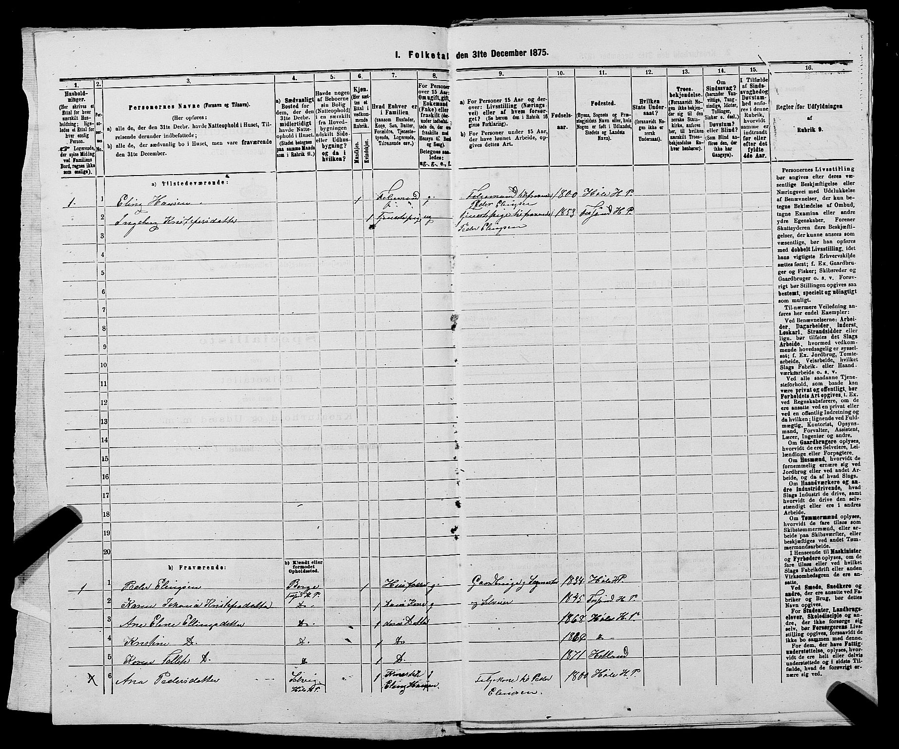 SAST, 1875 census for 1128P Høgsfjord, 1875, p. 720