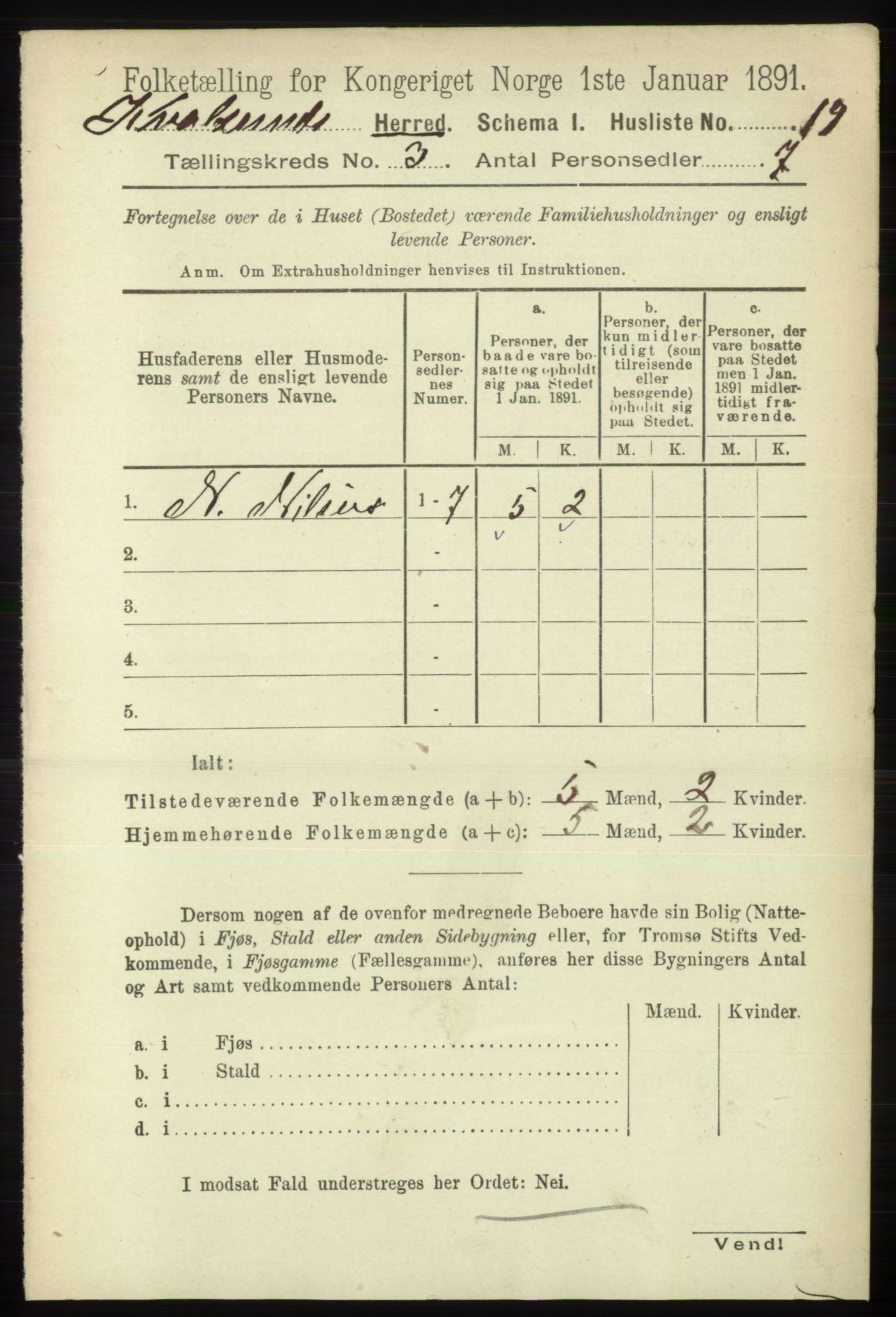 RA, 1891 census for 2017 Kvalsund, 1891, p. 20