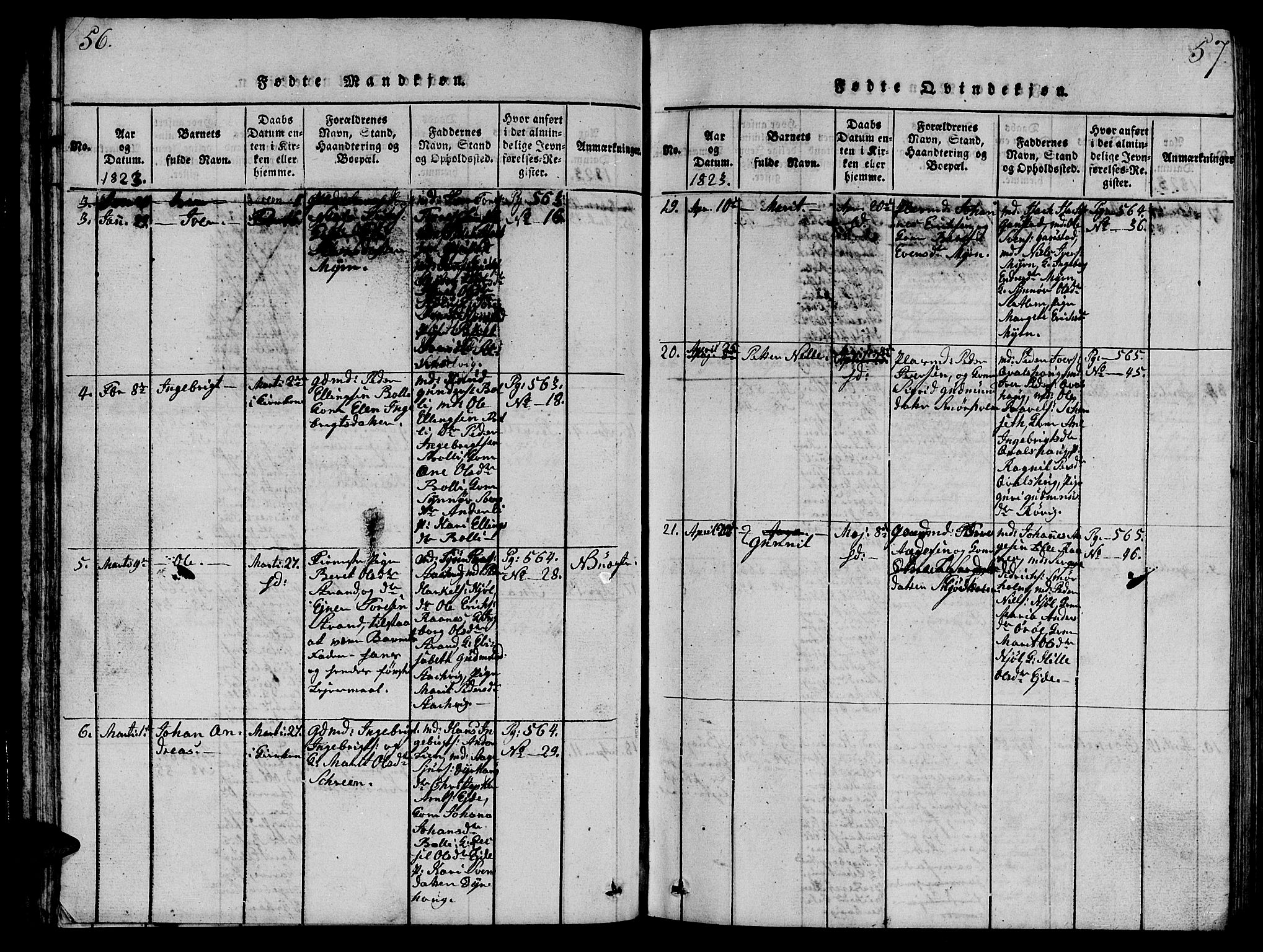 Ministerialprotokoller, klokkerbøker og fødselsregistre - Møre og Romsdal, AV/SAT-A-1454/570/L0831: Parish register (official) no. 570A05, 1819-1829, p. 56-57