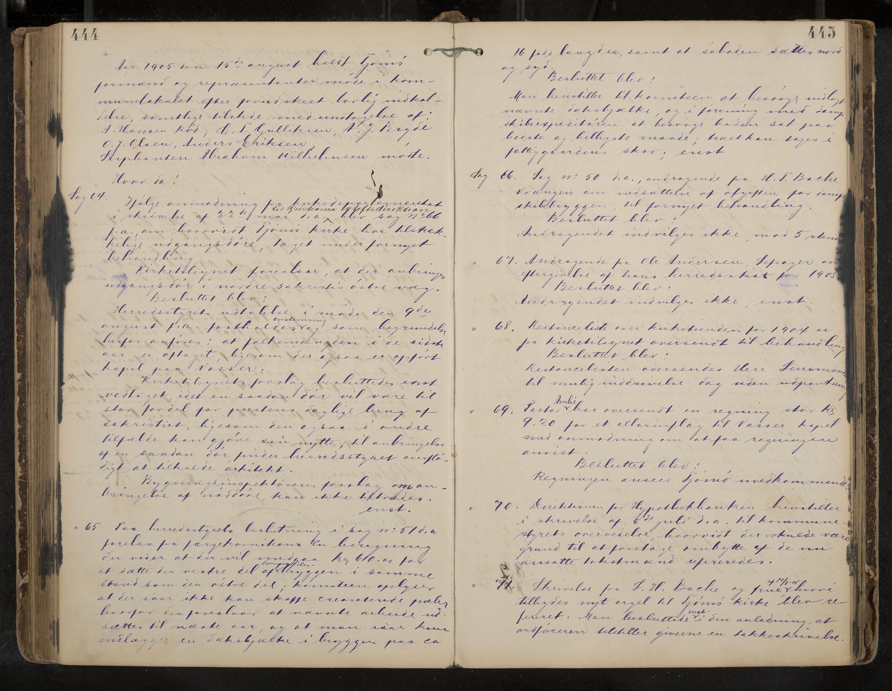 Tjøme formannskap og sentraladministrasjon, IKAK/0723021-1/A/L0003: Møtebok, 1886-1915, p. 444-445