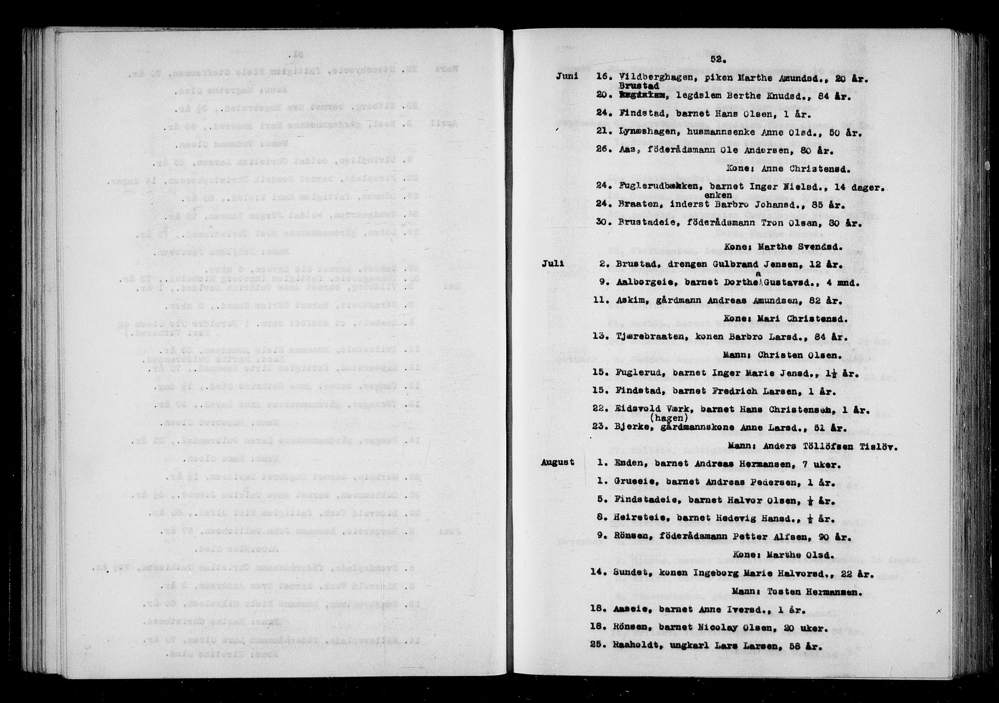 Eidsvoll tingrett, AV/SAO-A-10371/H/Ha/Haa/L0001: Dødsmeldingsprotokoll - Eidsvoll lensmannsdistrikt, 1815-1865, p. 52