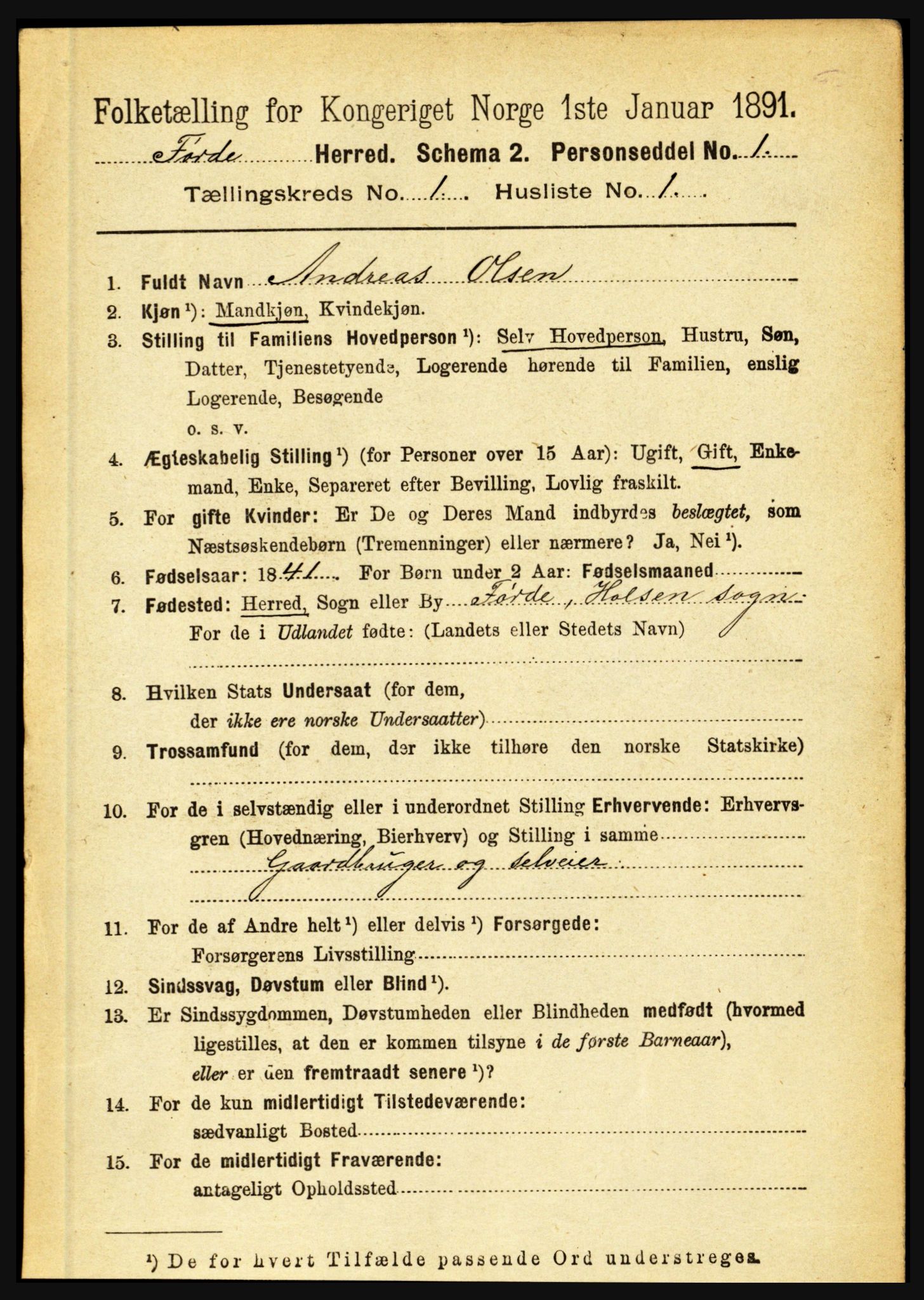 RA, 1891 census for 1432 Førde, 1891, p. 89