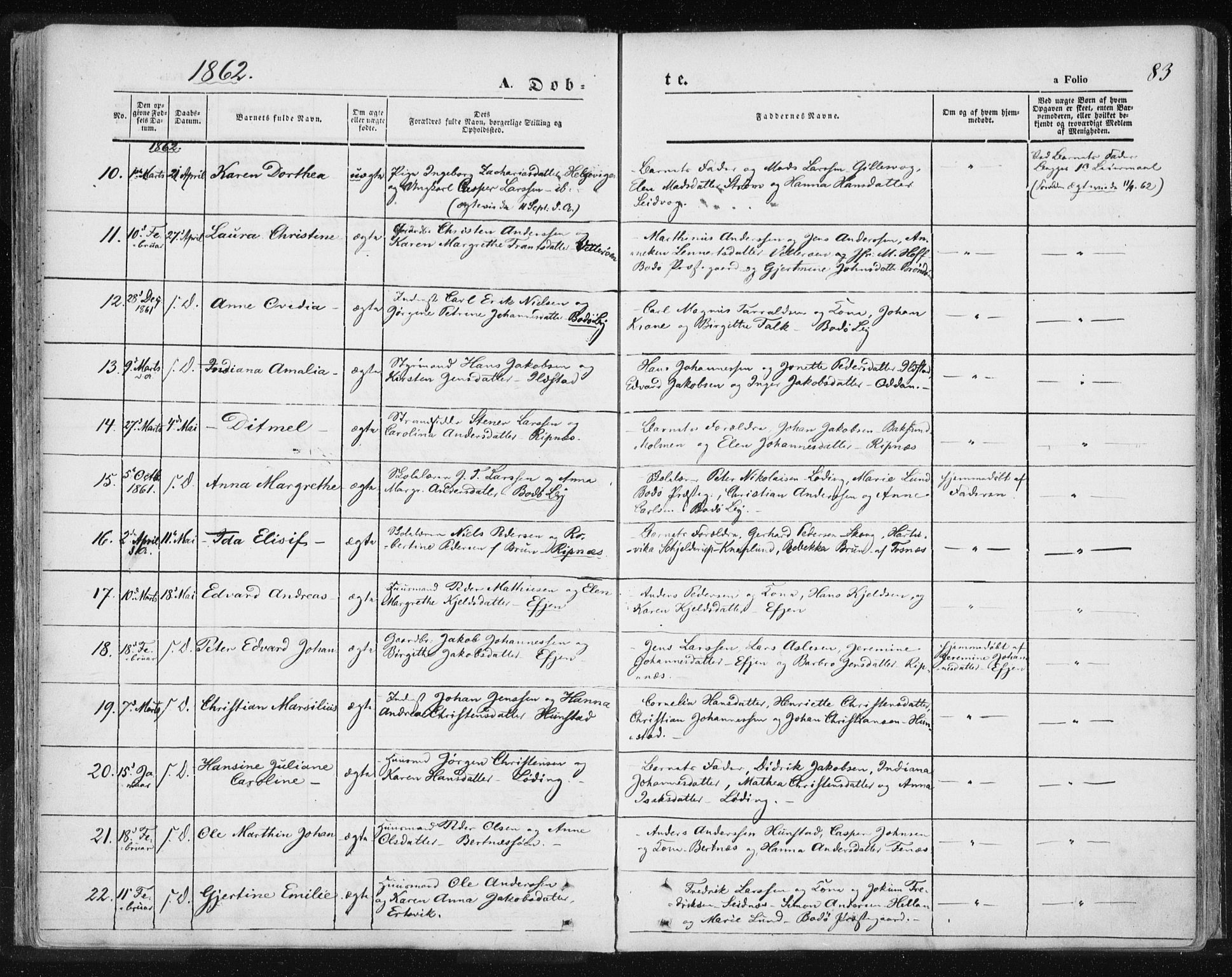 Ministerialprotokoller, klokkerbøker og fødselsregistre - Nordland, AV/SAT-A-1459/801/L0007: Parish register (official) no. 801A07, 1845-1863, p. 83