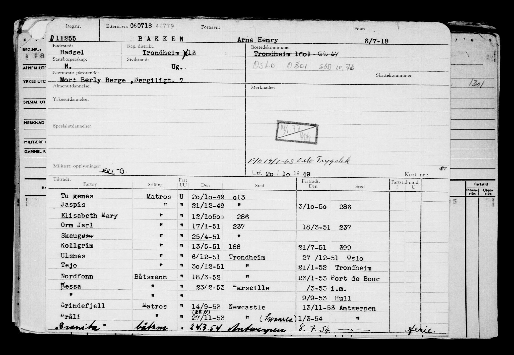 Direktoratet for sjømenn, AV/RA-S-3545/G/Gb/L0160: Hovedkort, 1918, p. 140