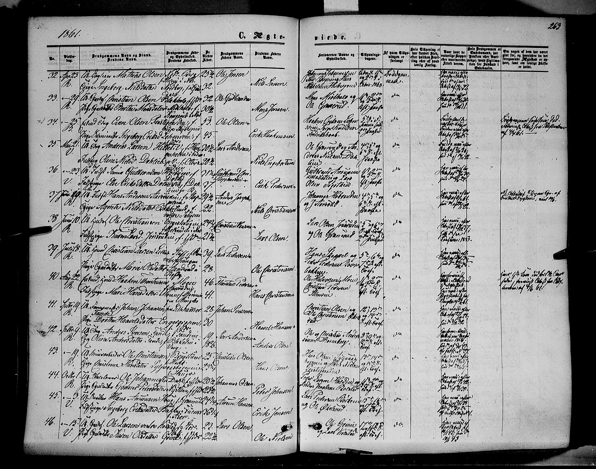 Ringsaker prestekontor, SAH/PREST-014/K/Ka/L0010: Parish register (official) no. 10, 1861-1869, p. 263