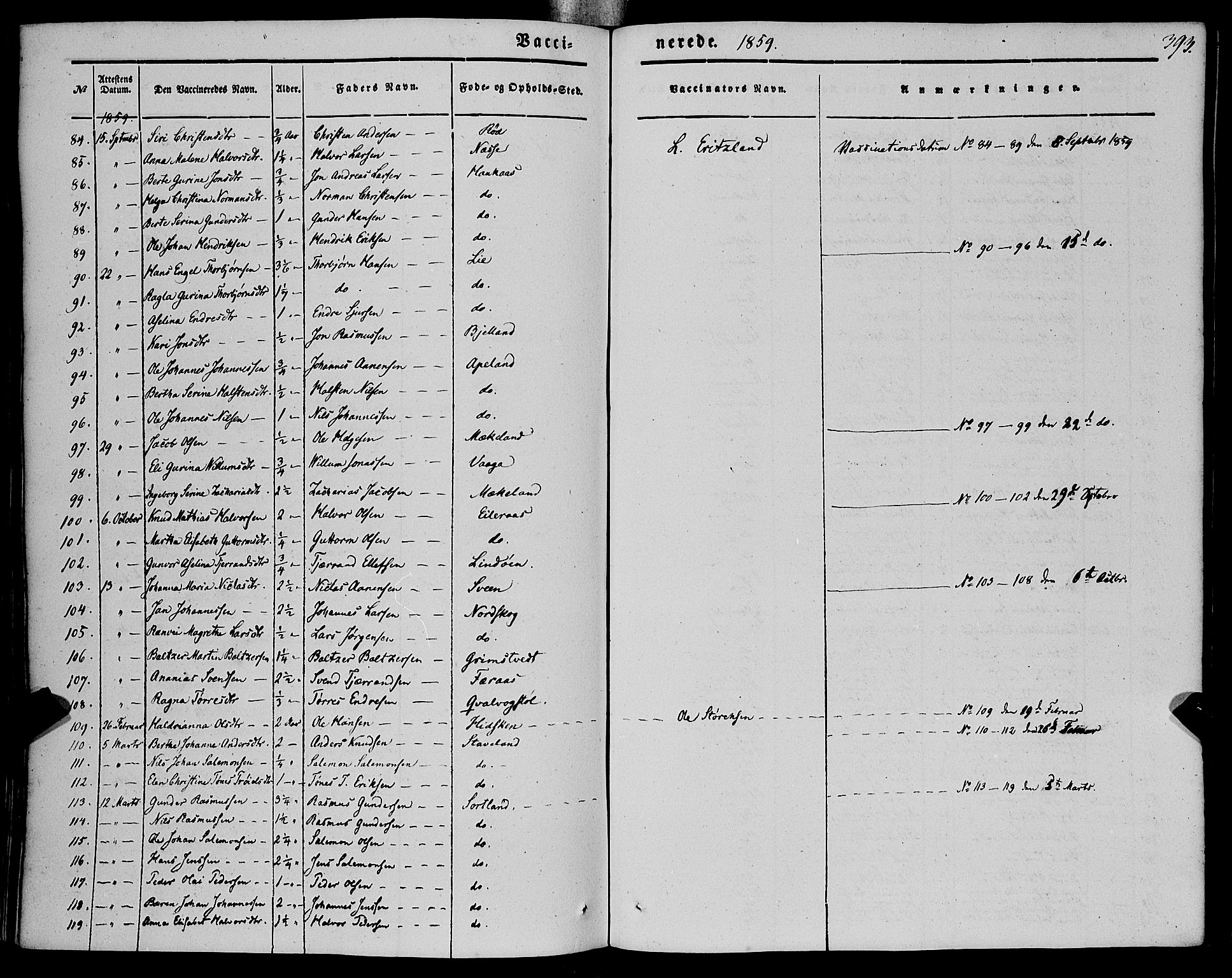 Finnås sokneprestembete, AV/SAB-A-99925/H/Ha/Haa/Haaa/L0007: Parish register (official) no. A 7, 1850-1862, p. 393