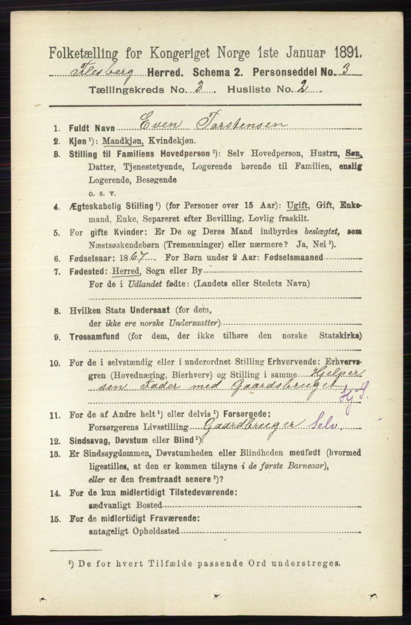 RA, 1891 census for 0631 Flesberg, 1891, p. 416