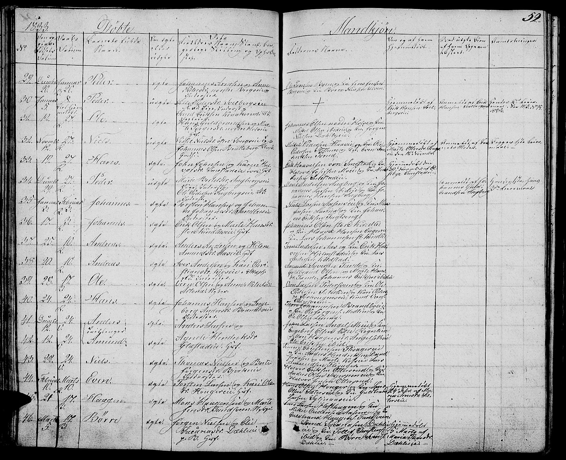 Ringsaker prestekontor, AV/SAH-PREST-014/L/La/L0004: Parish register (copy) no. 4, 1827-1838, p. 52