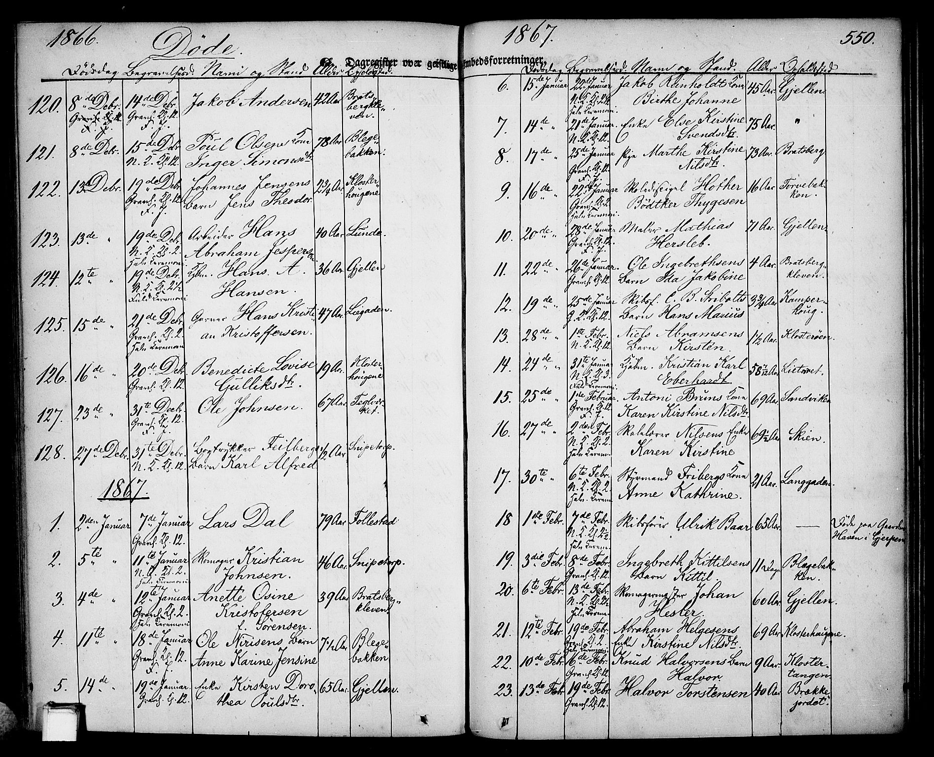Skien kirkebøker, SAKO/A-302/G/Ga/L0004: Parish register (copy) no. 4, 1843-1867, p. 550