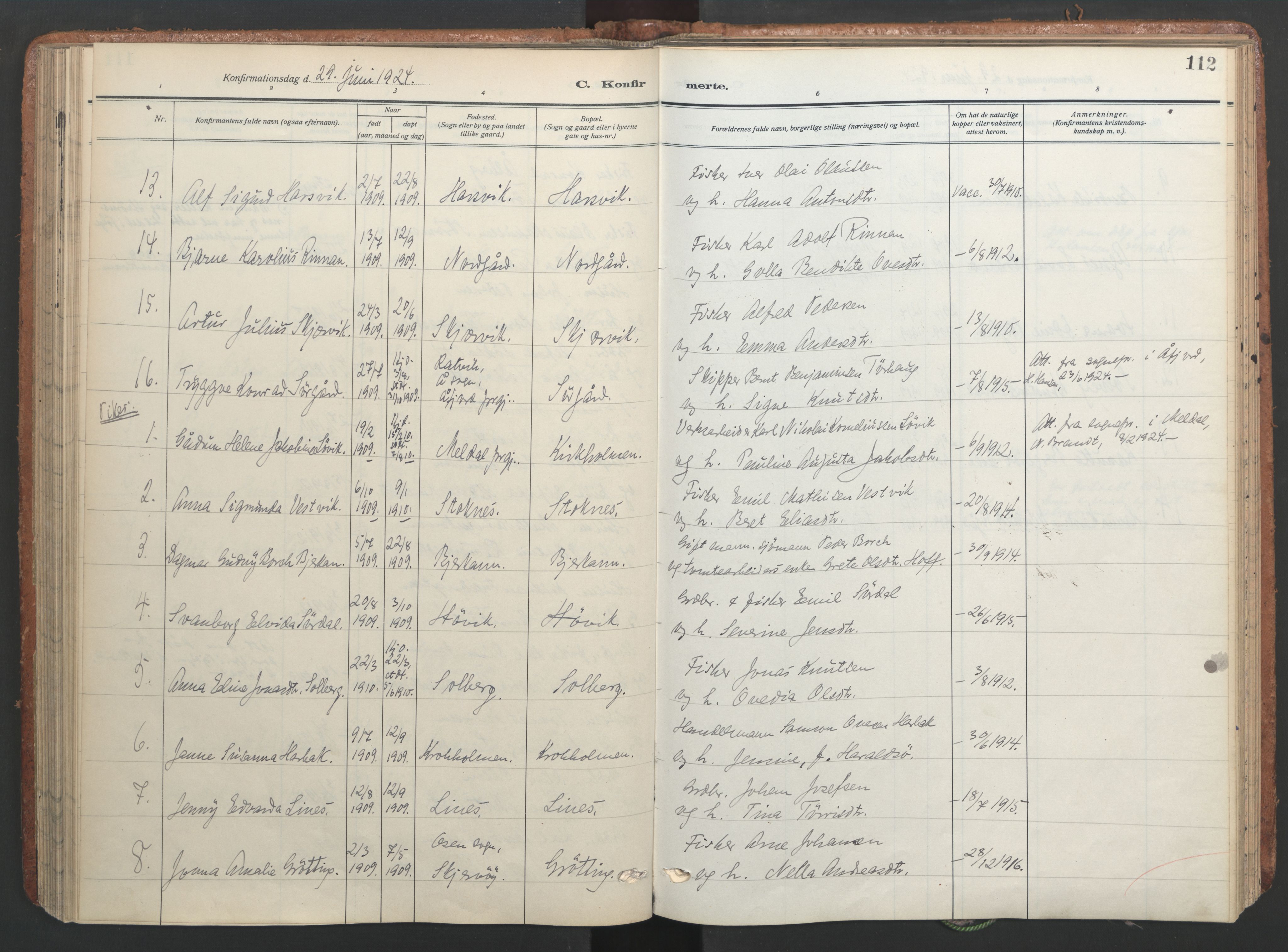 Ministerialprotokoller, klokkerbøker og fødselsregistre - Sør-Trøndelag, SAT/A-1456/656/L0694: Parish register (official) no. 656A03, 1914-1931, p. 112