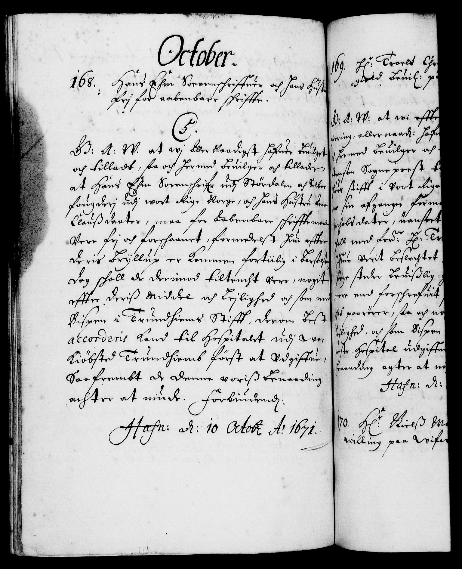 Danske Kanselli 1572-1799, RA/EA-3023/F/Fc/Fca/Fcaa/L0011: Norske registre (mikrofilm), 1670-1673, p. 483b