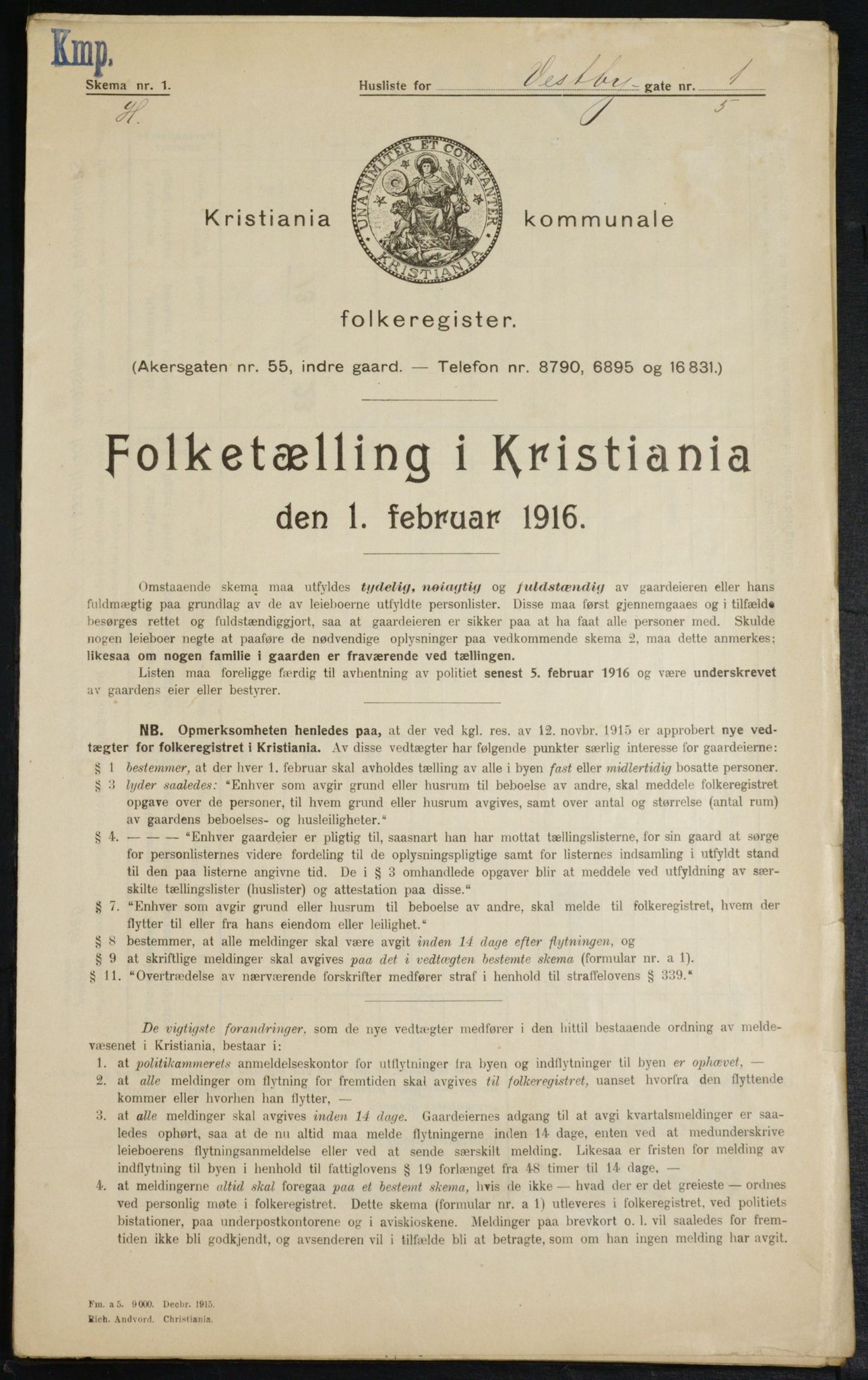 OBA, Municipal Census 1916 for Kristiania, 1916, p. 126029