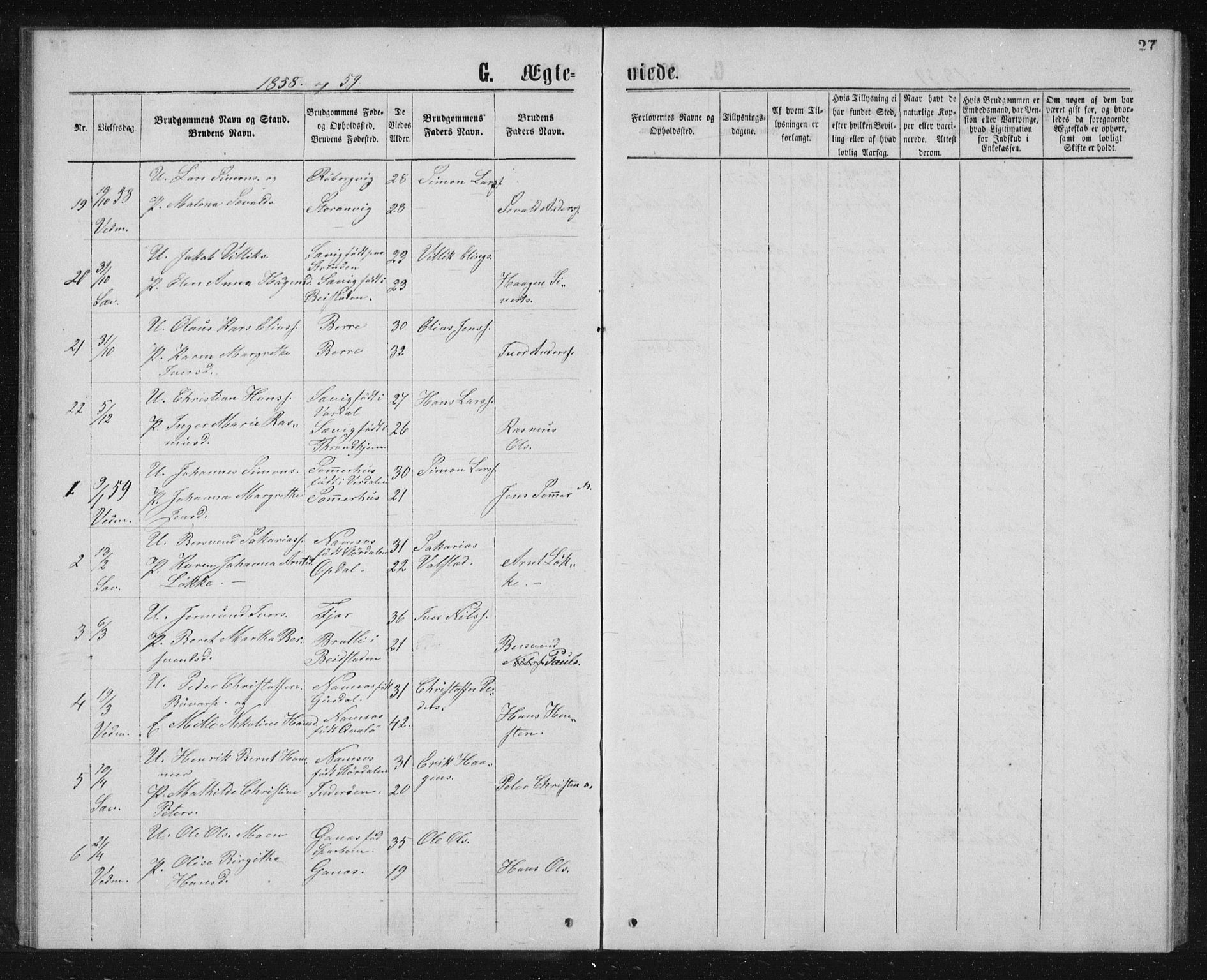 Ministerialprotokoller, klokkerbøker og fødselsregistre - Nord-Trøndelag, SAT/A-1458/768/L0568: Parish register (official) no. 768A03, 1836-1865, p. 27