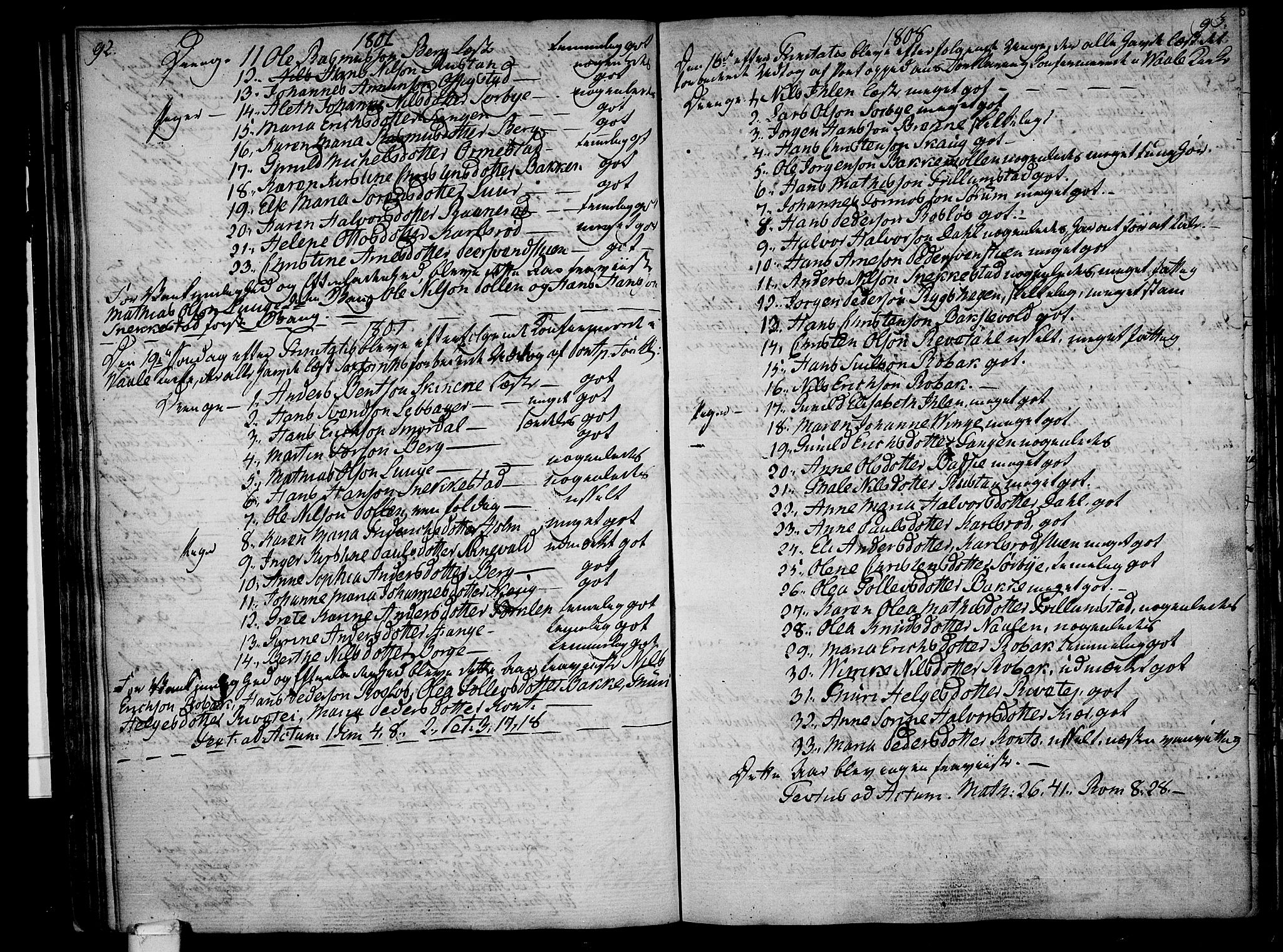 Våle kirkebøker, AV/SAKO-A-334/F/Fa/L0005: Parish register (official) no. I 5, 1773-1808, p. 92-93