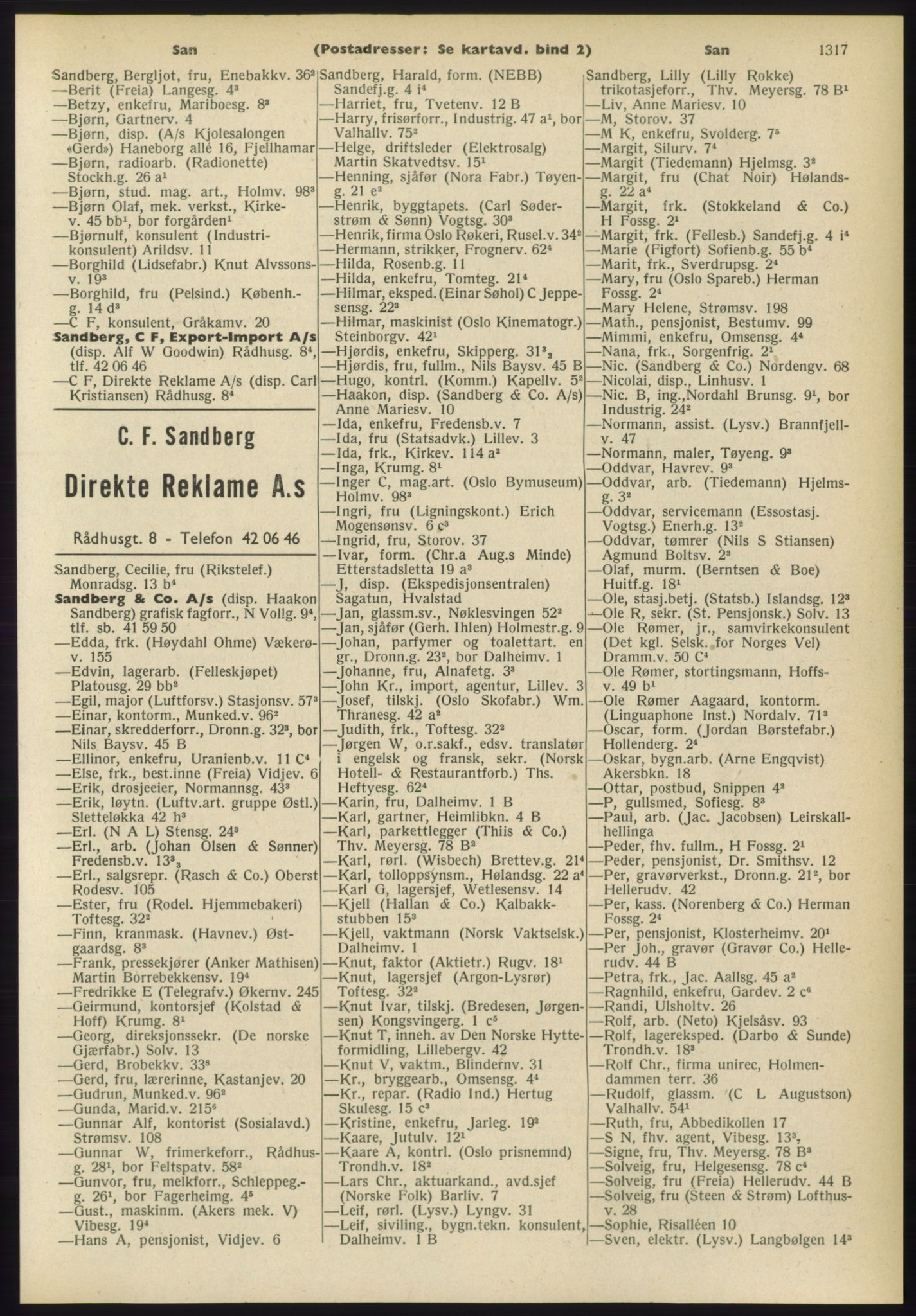 Kristiania/Oslo adressebok, PUBL/-, 1960-1961, p. 1317