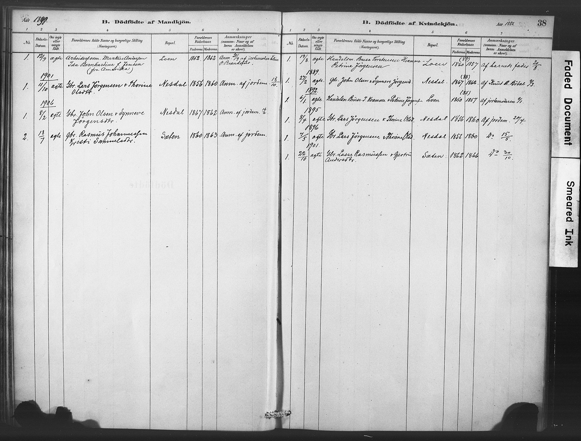 Stryn Sokneprestembete, SAB/A-82501: Parish register (official) no. C 1, 1878-1907, p. 38