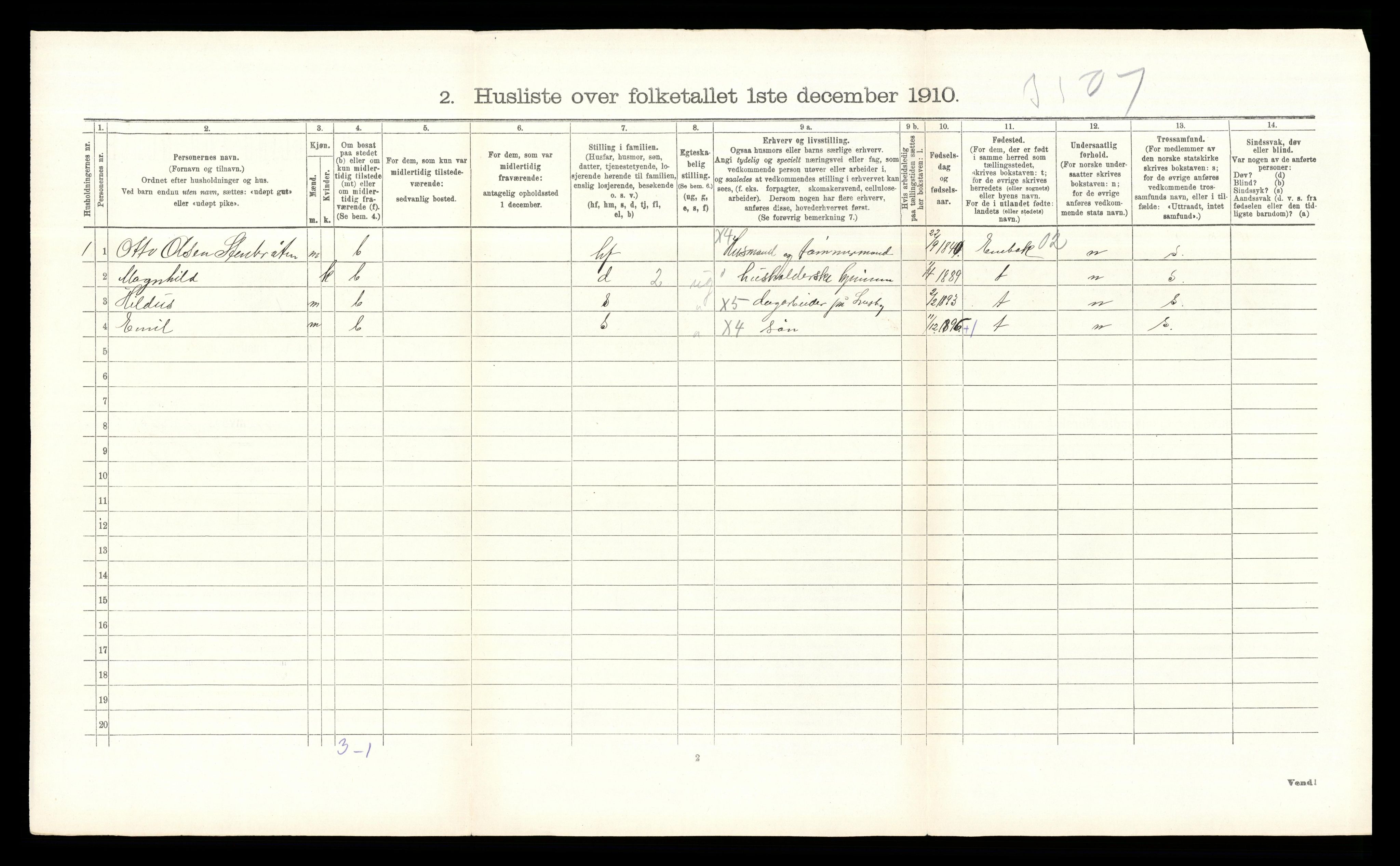 RA, 1910 census for Lørenskog, 1910, p. 189