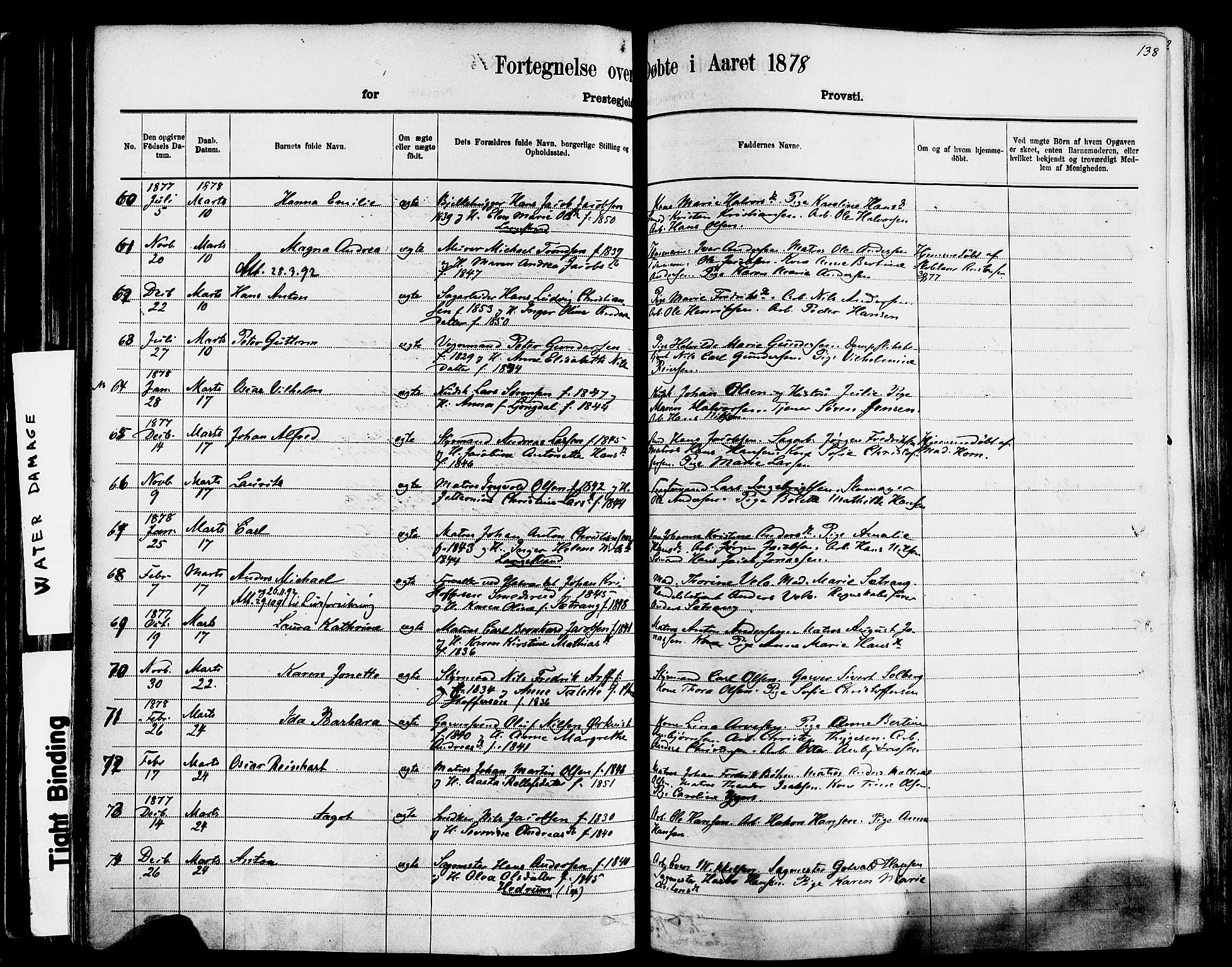 Larvik kirkebøker, AV/SAKO-A-352/F/Fa/L0006: Parish register (official) no. I 6, 1871-1883, p. 138