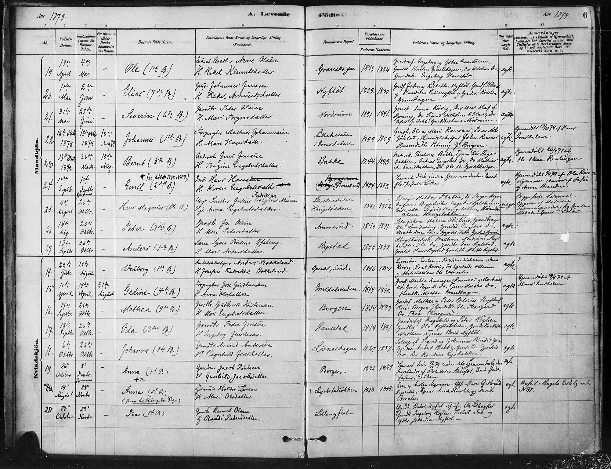 Ringebu prestekontor, AV/SAH-PREST-082/H/Ha/Haa/L0009: Parish register (official) no. 9, 1878-1898, p. 6