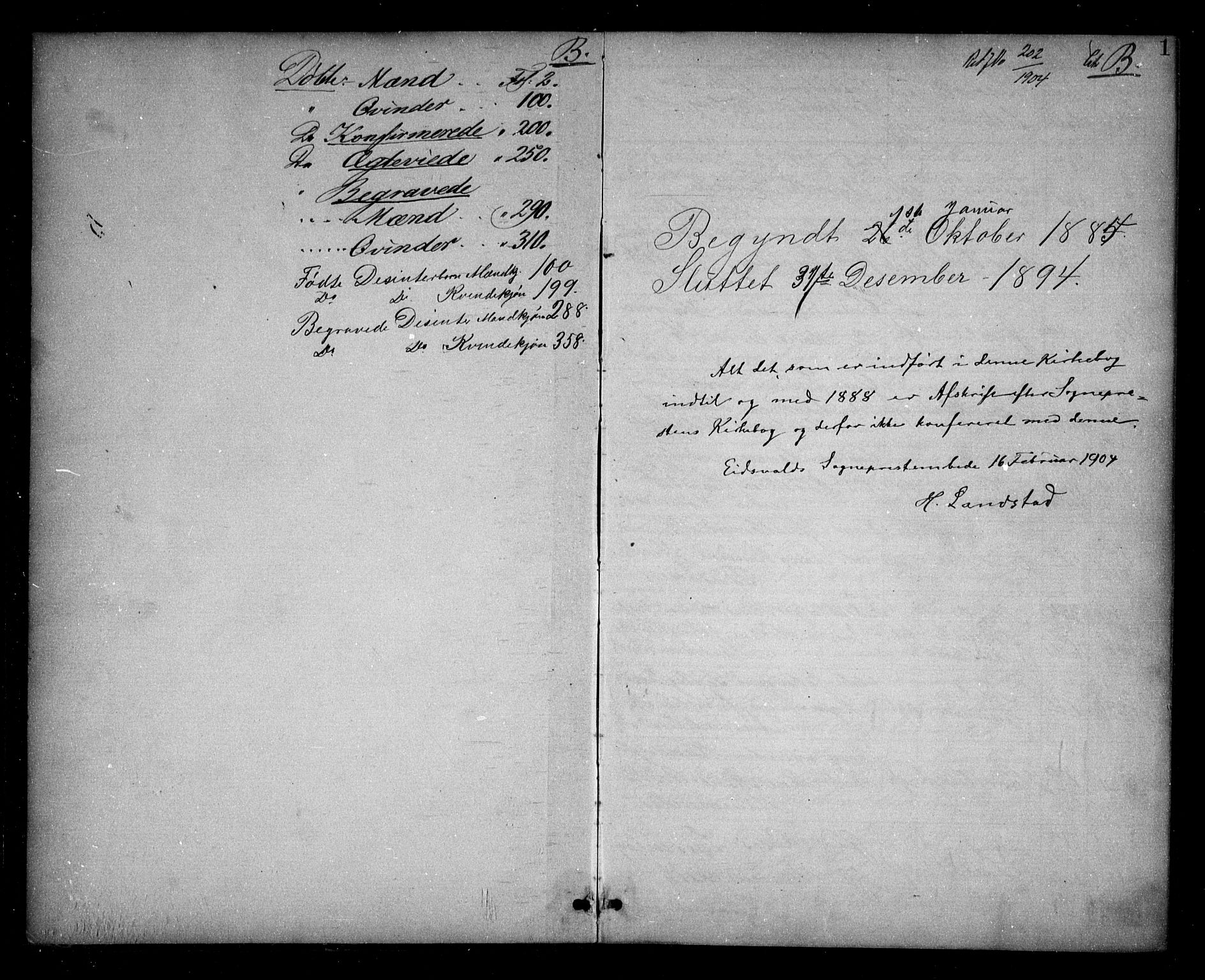 Eidsvoll prestekontor Kirkebøker, AV/SAO-A-10888/G/Ga/L0005: Parish register (copy) no. I 5, 1884-1894, p. 1