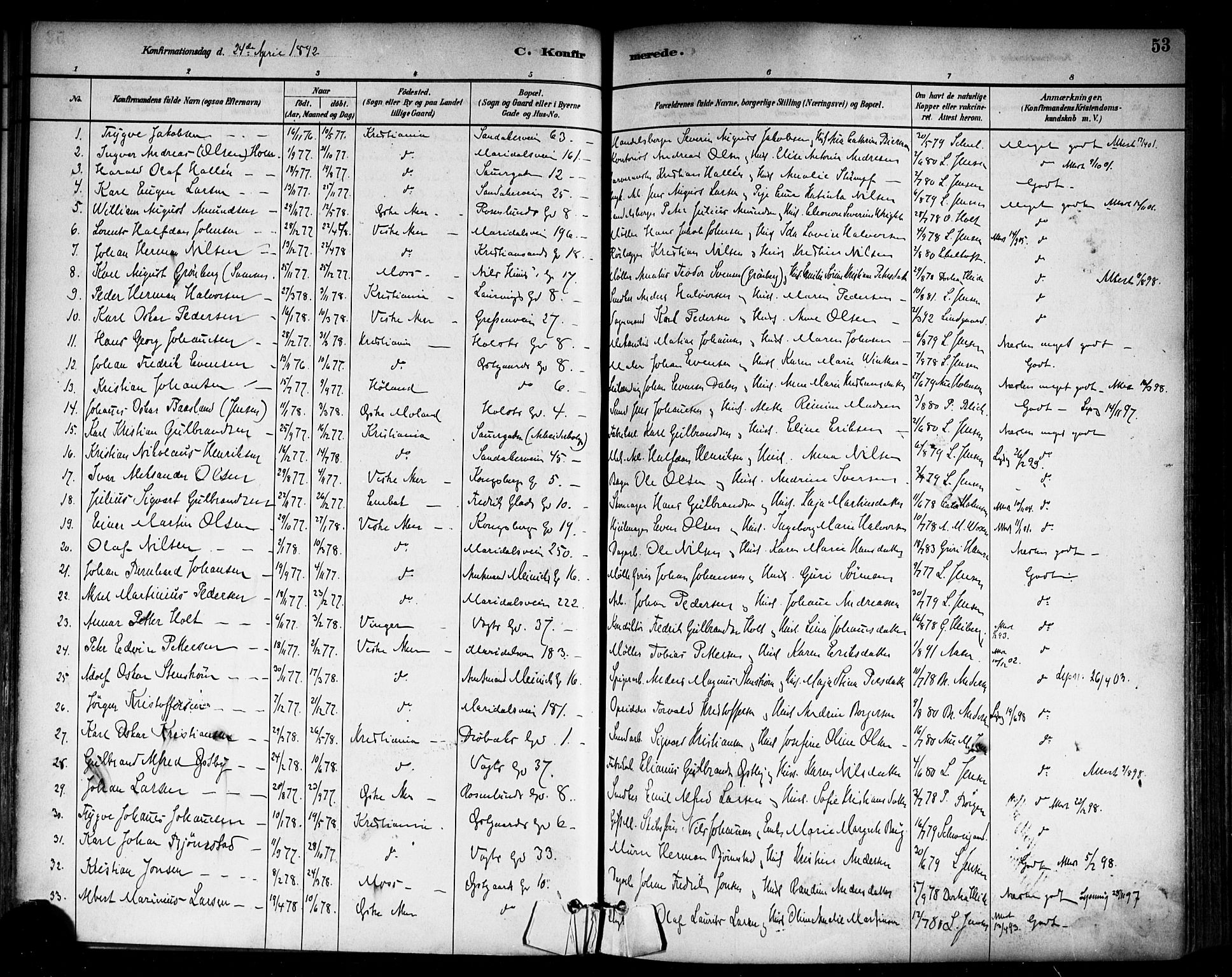 Sagene prestekontor Kirkebøker, SAO/A-10796/F/L0002: Parish register (official) no. 2, 1880-1897, p. 53