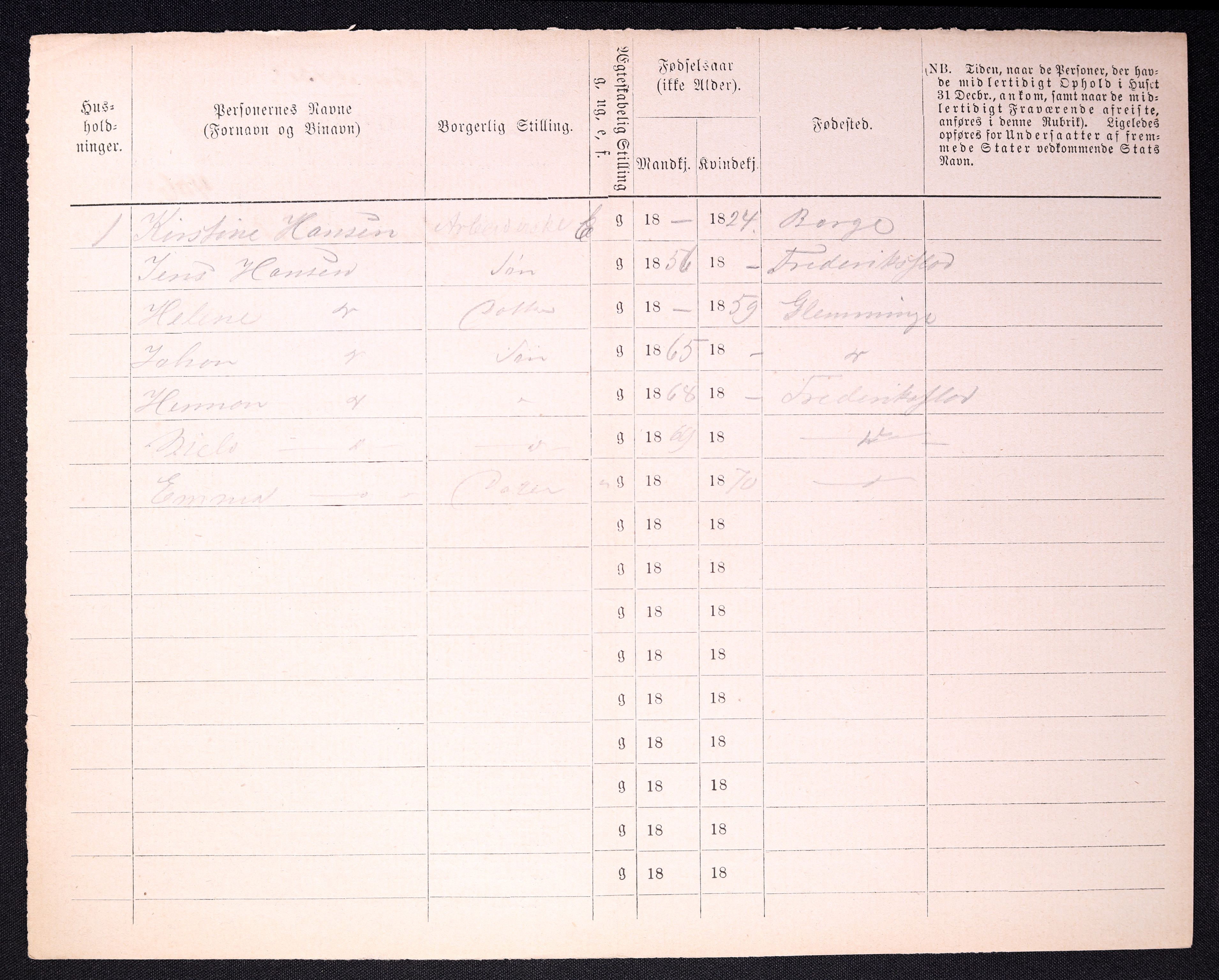 RA, 1870 census for 0103 Fredrikstad, 1870, p. 1318