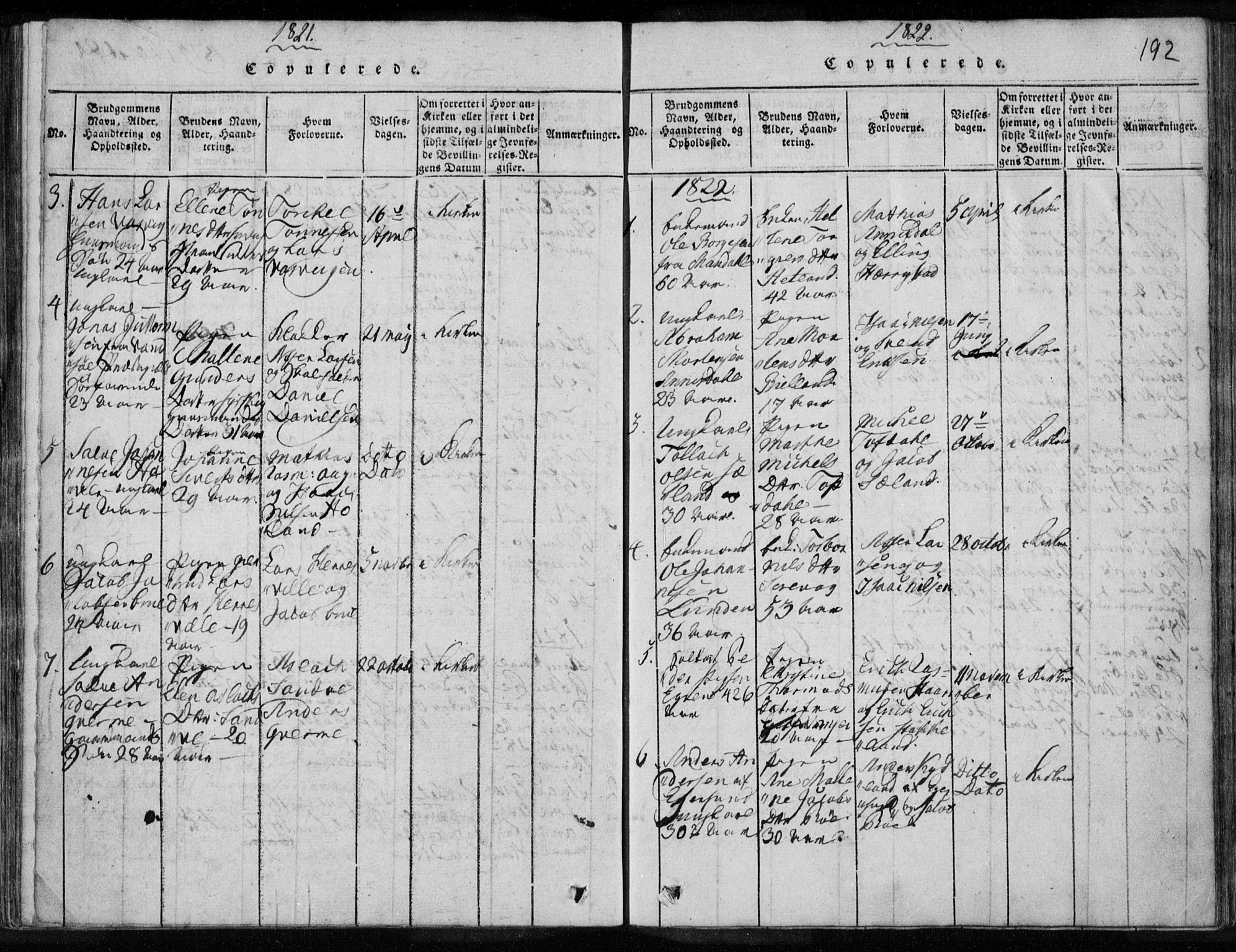Eigersund sokneprestkontor, SAST/A-101807/S08/L0008: Parish register (official) no. A 8, 1816-1847, p. 192