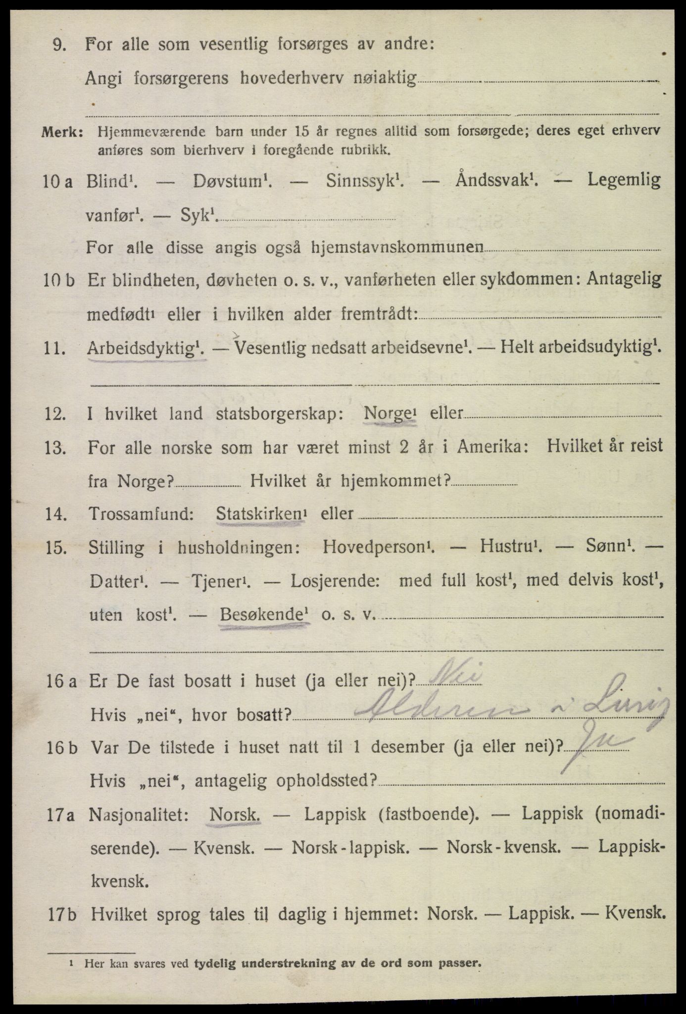 SAT, 1920 census for Lurøy, 1920, p. 4966