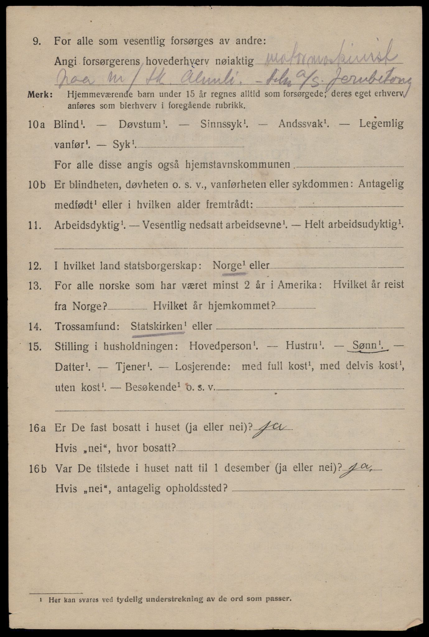 SAT, 1920 census for Trondheim, 1920, p. 46169